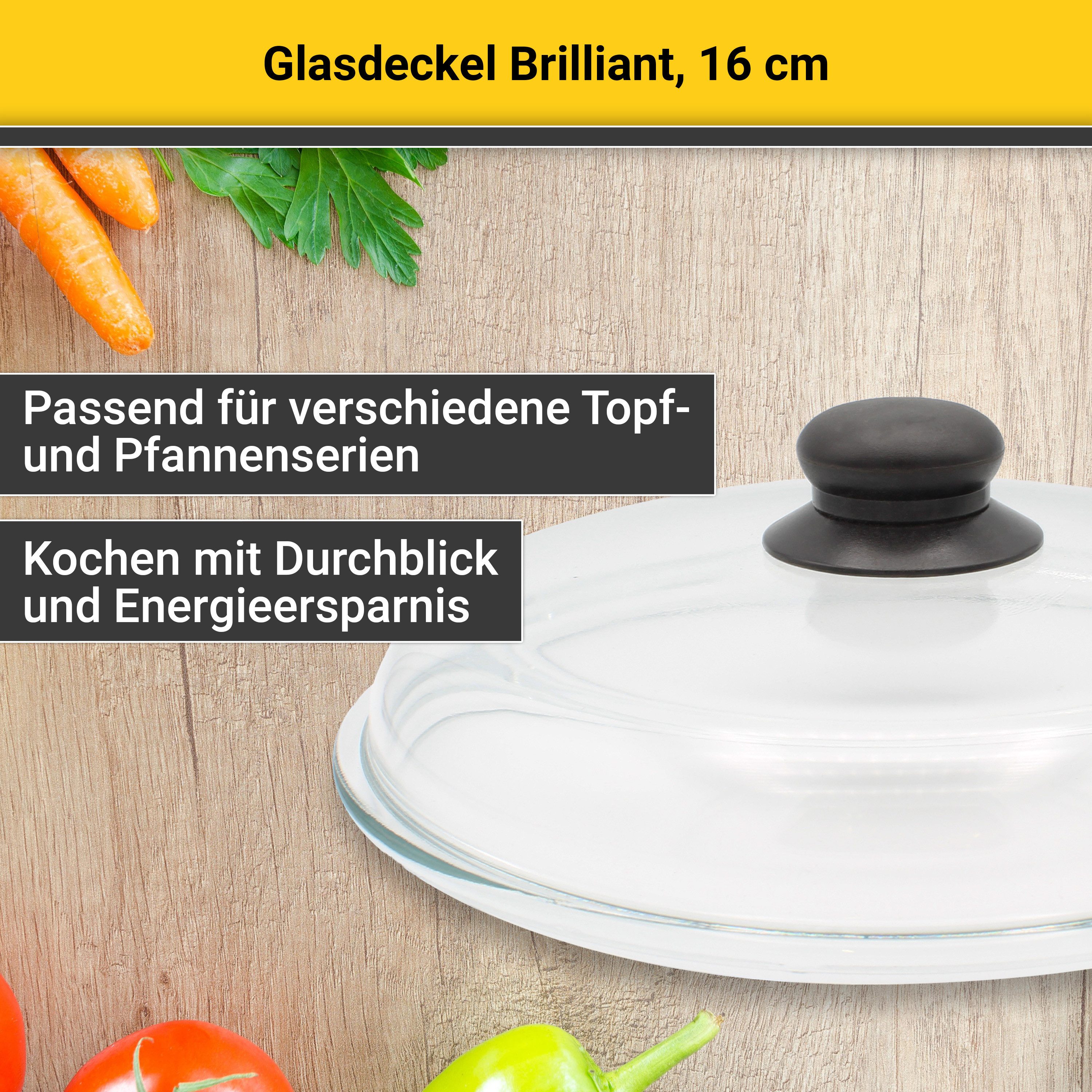 Krüger Deckel Glasdeckel Brilliant mit Kunststoffknopf, (1-tlg), hitzebeständig bis 160°C und spülmaschinengeeignet