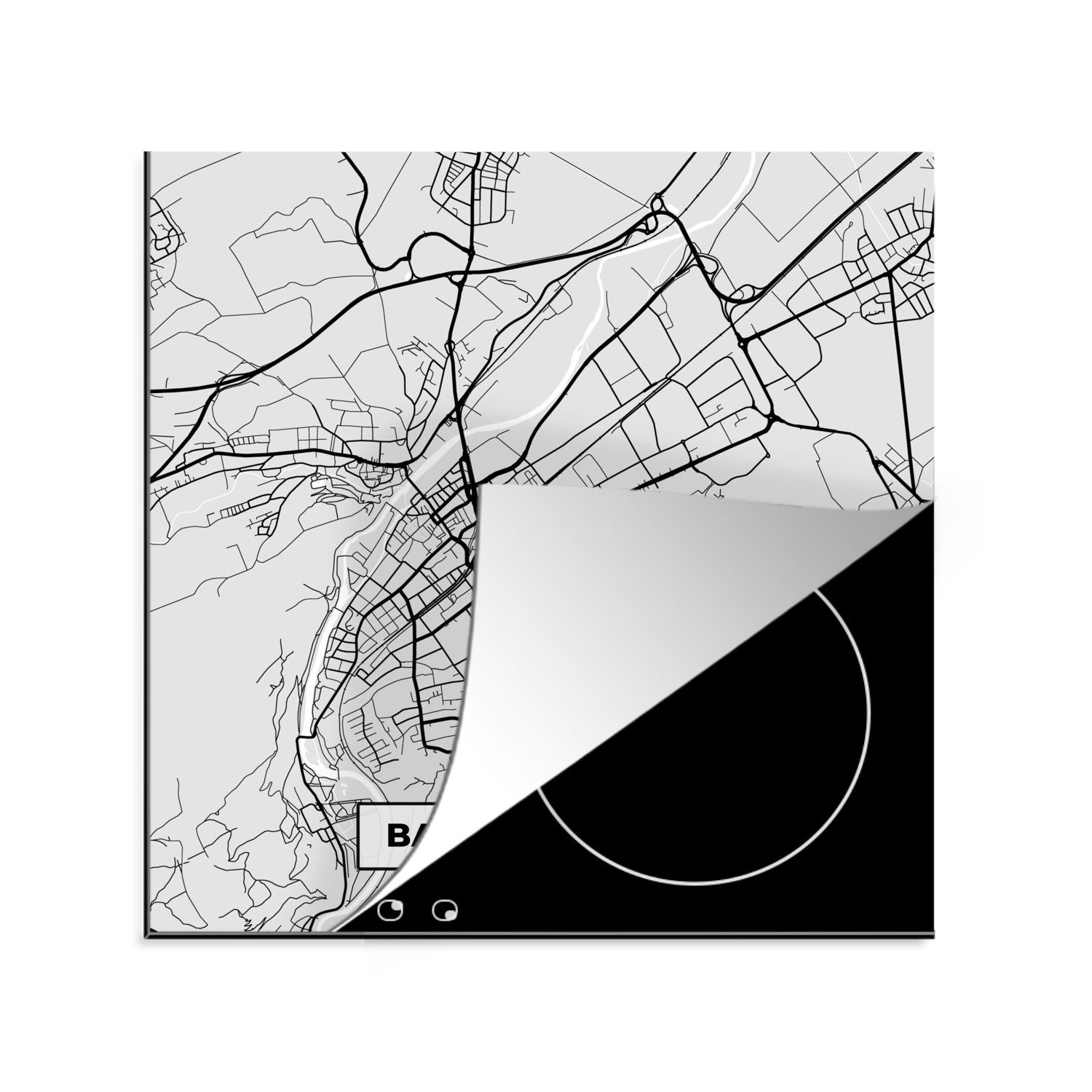 MuchoWow Herdblende-/Abdeckplatte Stadtplan - Bad Kreuznach - Karte - Deutschland - Wegbeschreibung, Vinyl, (1 tlg), 78x78 cm, Ceranfeldabdeckung, Arbeitsplatte für küche