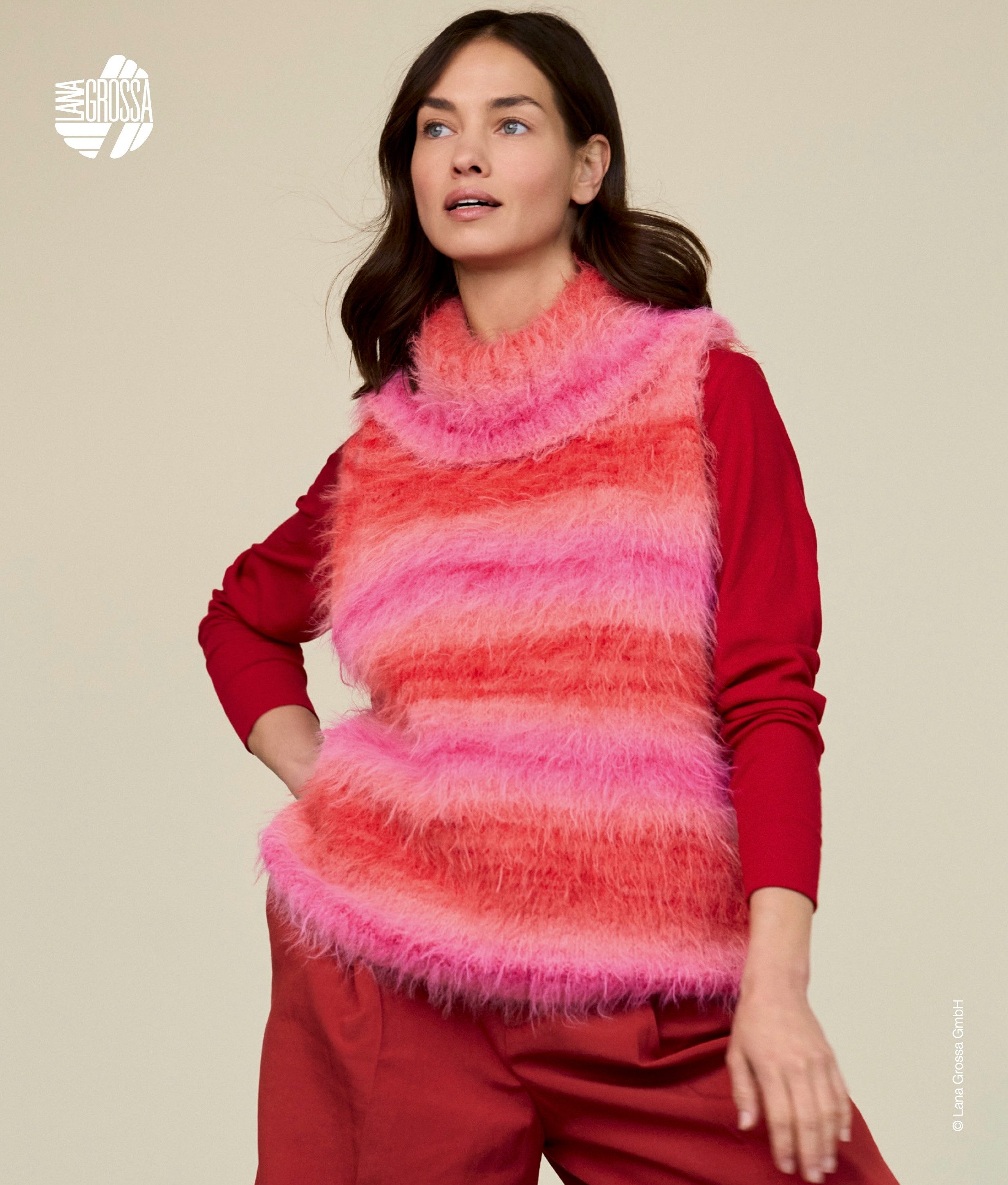 LANA GROSSA BASTA MISTA Häkelwolle, 100 m (Fake Fur Look mit attraktivem Franseneffekt), 50 g