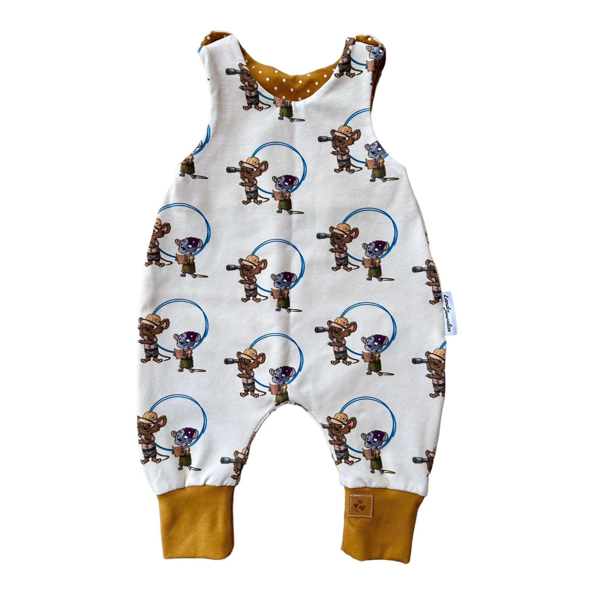 Land-Juwelen Strampler Strampler Bademeusel Mäuse beige