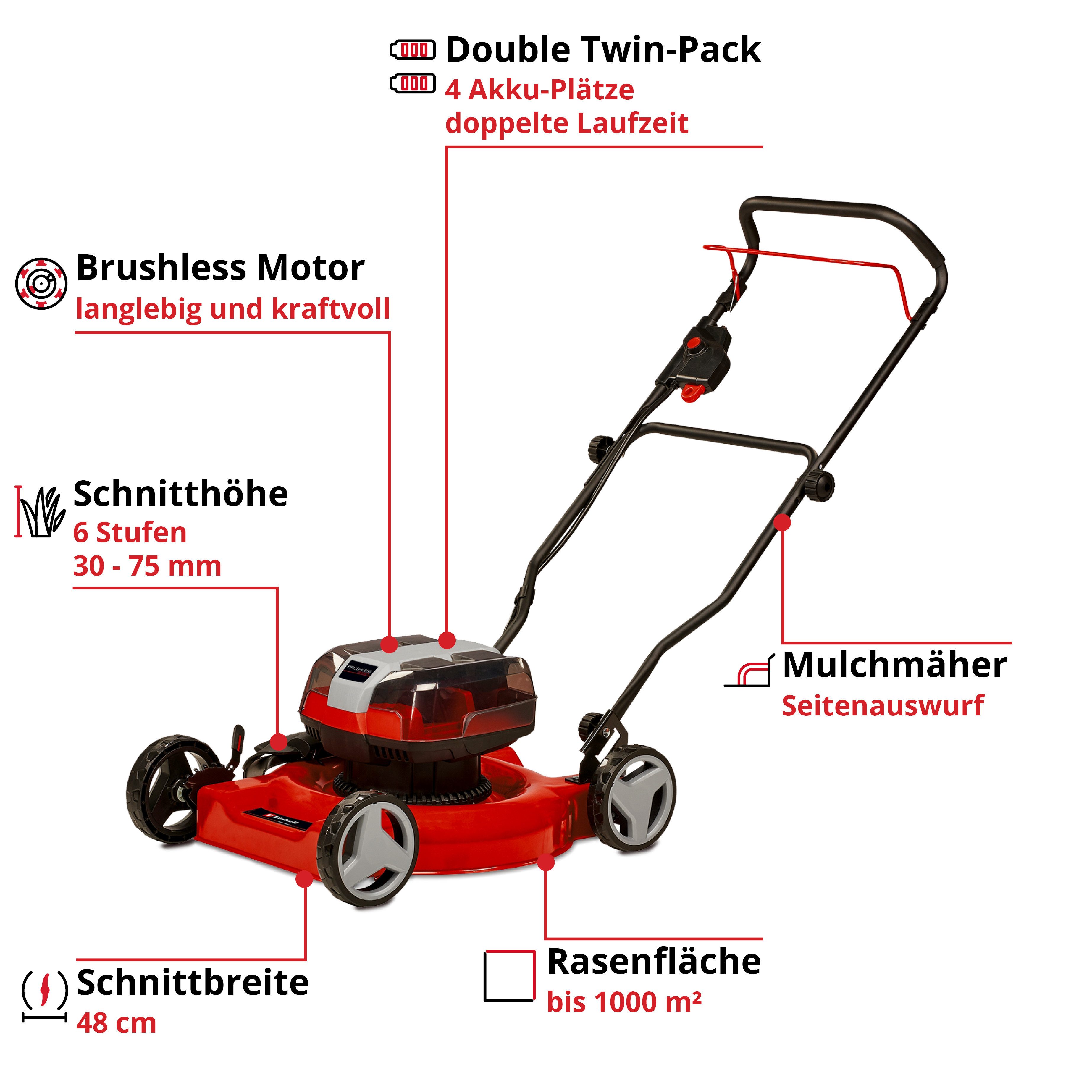 Einhell Akkurasenmäher GE-CM 36/48 Li M-Solo, 48 cm Schnittbreite, ohne Akku und Ladegerät