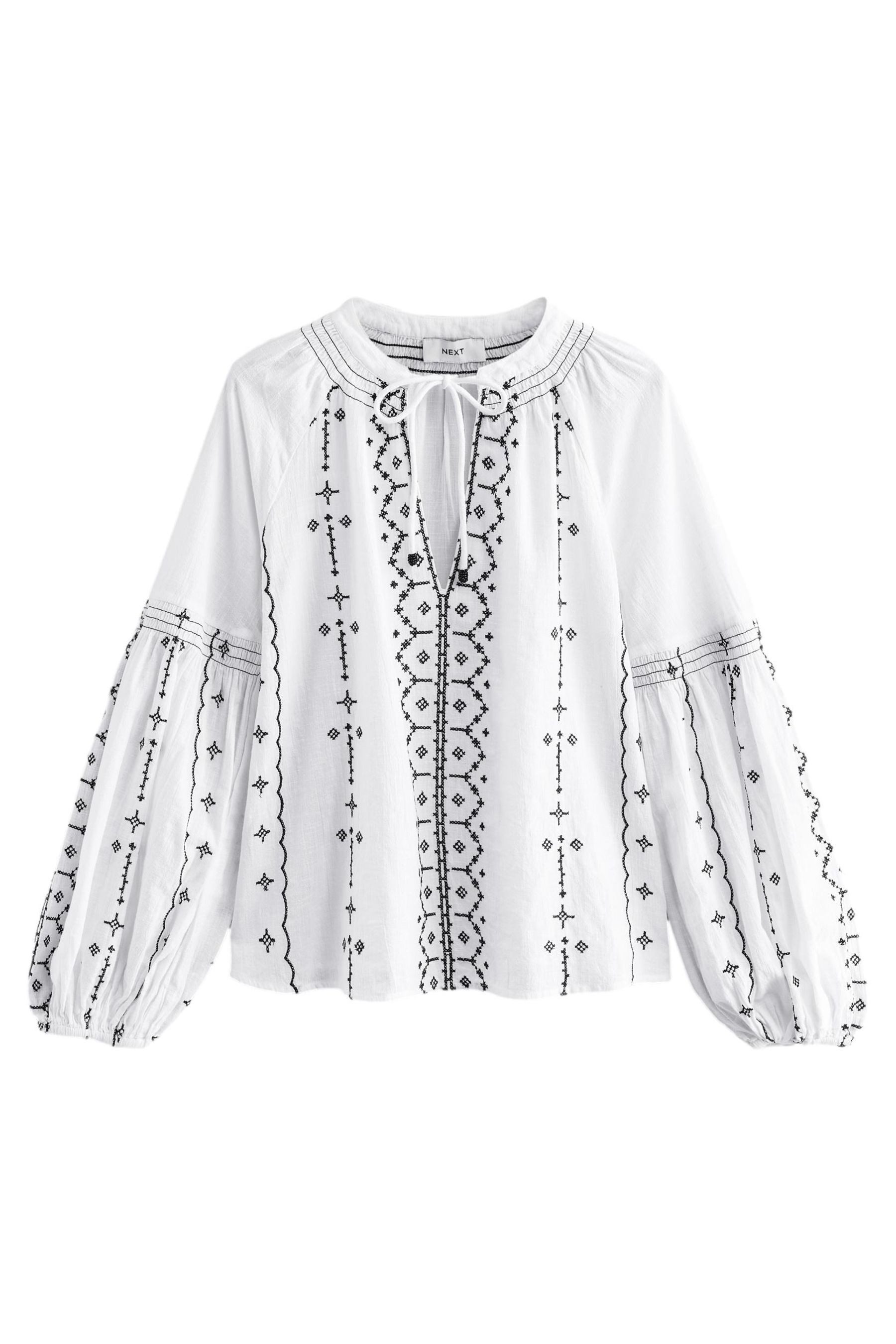 Next Langarmbluse Langärmelige Boho-Bluse mit Kontraststickerei (1-tlg) günstig online kaufen