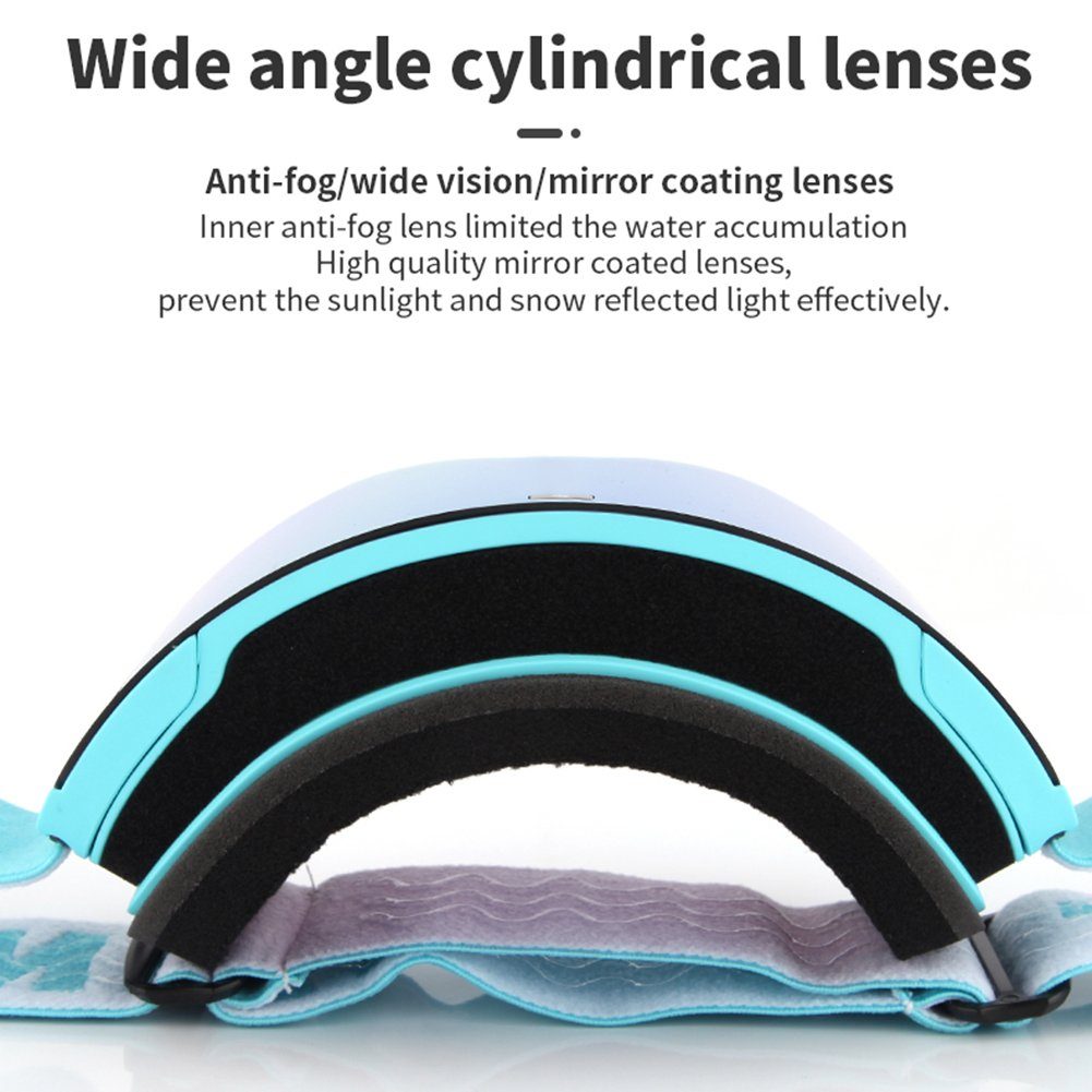 Schneebrille black Skibrille silver Bequeme Winddichte Doppelschicht-Skibrille, Blusmart Zylindrische lens