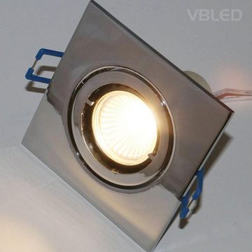 VBLED LED Einbaustrahler 10er Set Einbaustrahler gebürstet rund mit LED Leuchtmittel, LED wechselbar, warmweiß