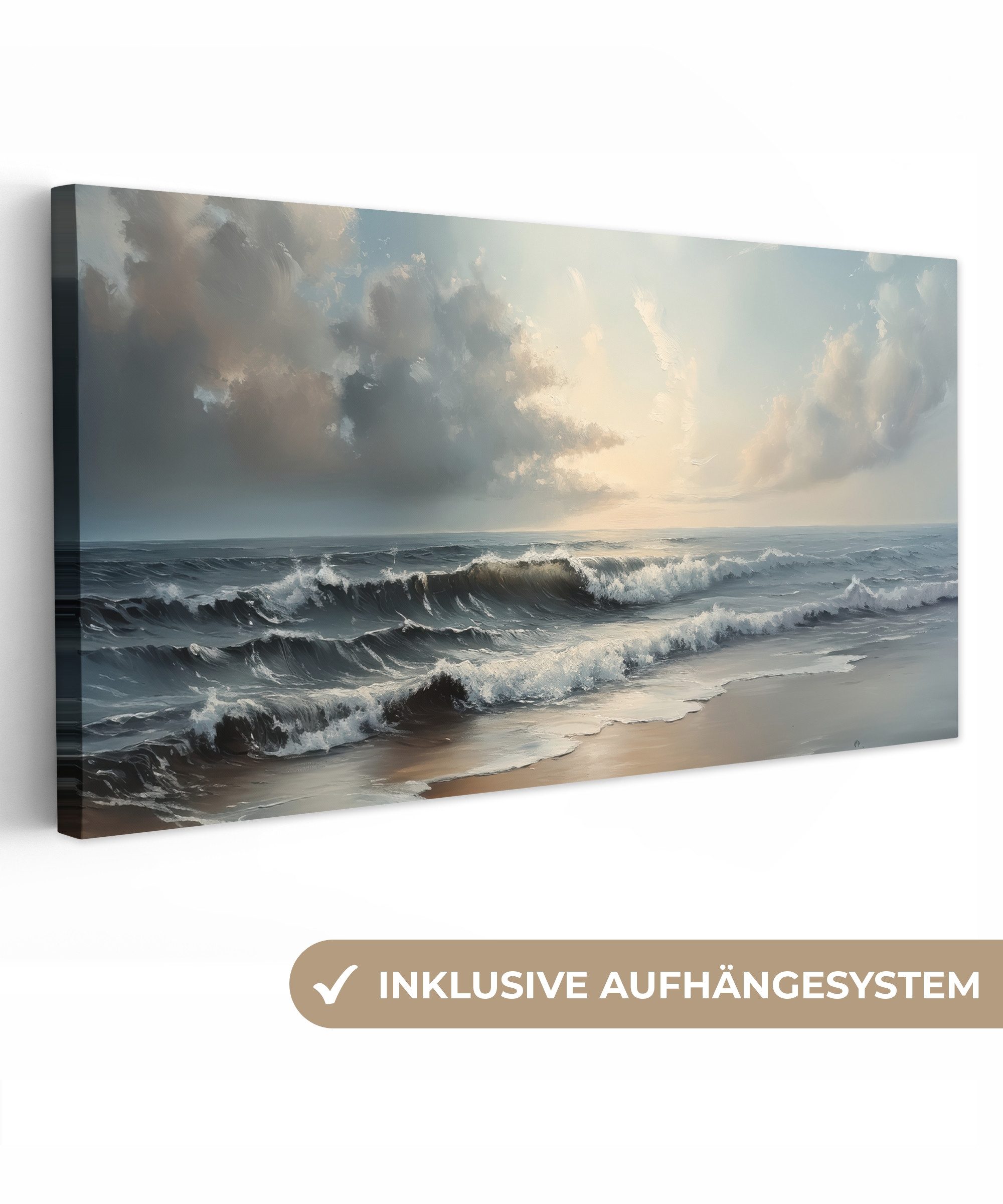 OneMillionCanvasses® Leinwandbild Panorama Strand - Meer - Sonnenuntergang, günstig online kaufen
