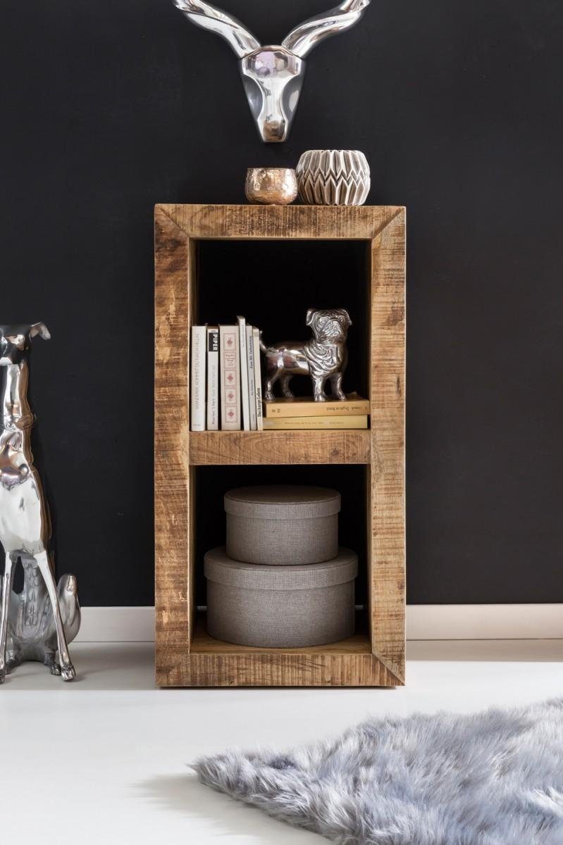 Standregal Cube Regal Landhaus Stil Standregal Massivholz Mango 90x45x35 cm