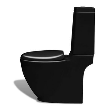 vidaXL Tiefspül-WC Stand-WC Bidet Set Schwarz Keramik Toilette Set Badezimmer