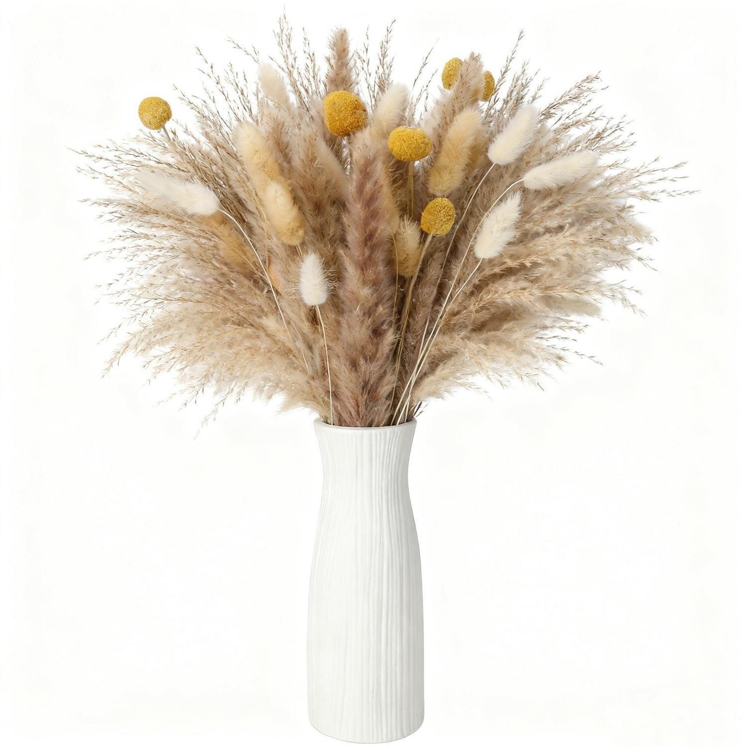 Trockenblume Pampasgras Trockenstrauß Set mit Vase Boho, LuxusKollektion, Höhe 21 cm