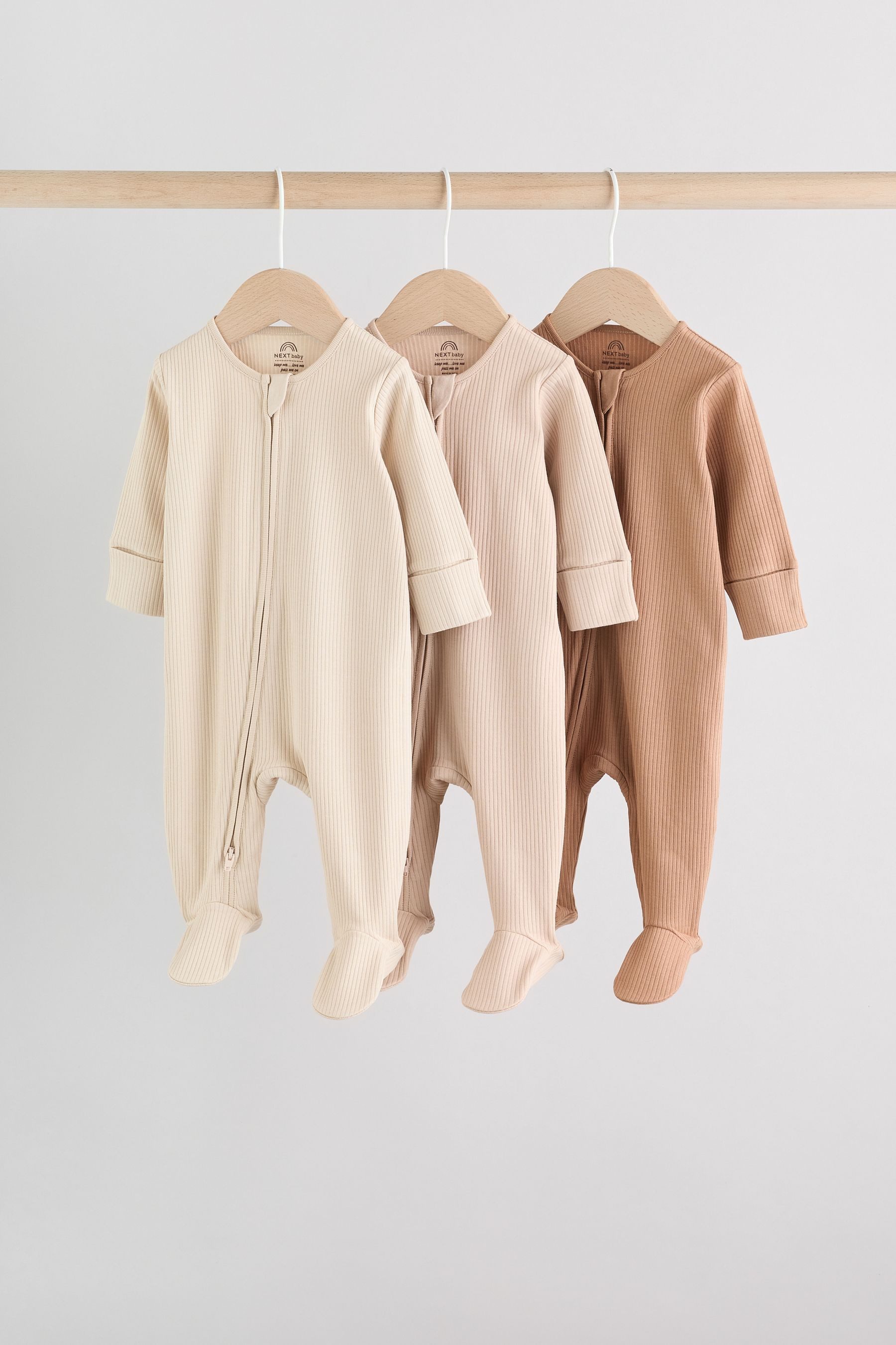 Next Schlafoverall 3er-Pack Babystrampler Zwei-Wege-Reißverschluss (3-tlg)