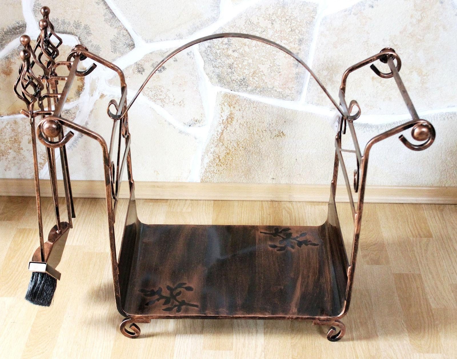 DanDiBo Kaminholzregal mit Kaminbesteck Art.183 Kaminholzständer 77 cm Holzkorb Kaminset, BxTxH:77x42x62 cm