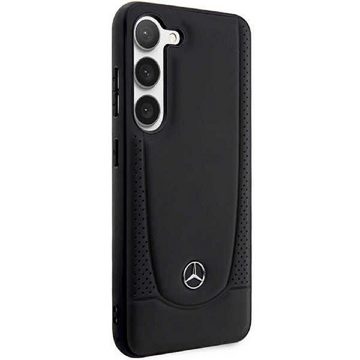 Mercedes Handyhülle Case Samsung Galaxy S23 Echtleder schwarz Stern Logo 6,1 Zoll, Kantenschutz