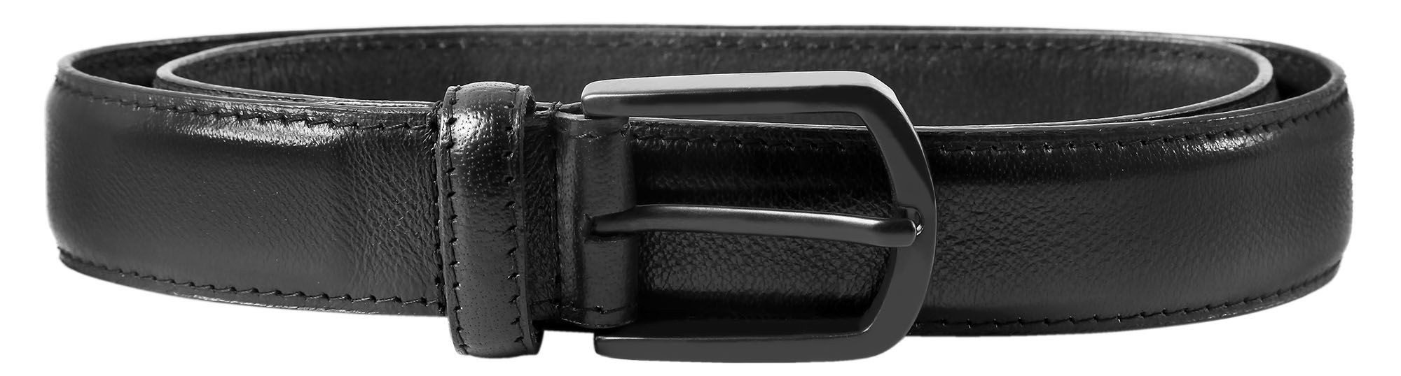 Leonardo Verrelli Ledergürtel hochwertiges Echt Leder, schwarz, 90 cm - 140 cm (Bundweite)