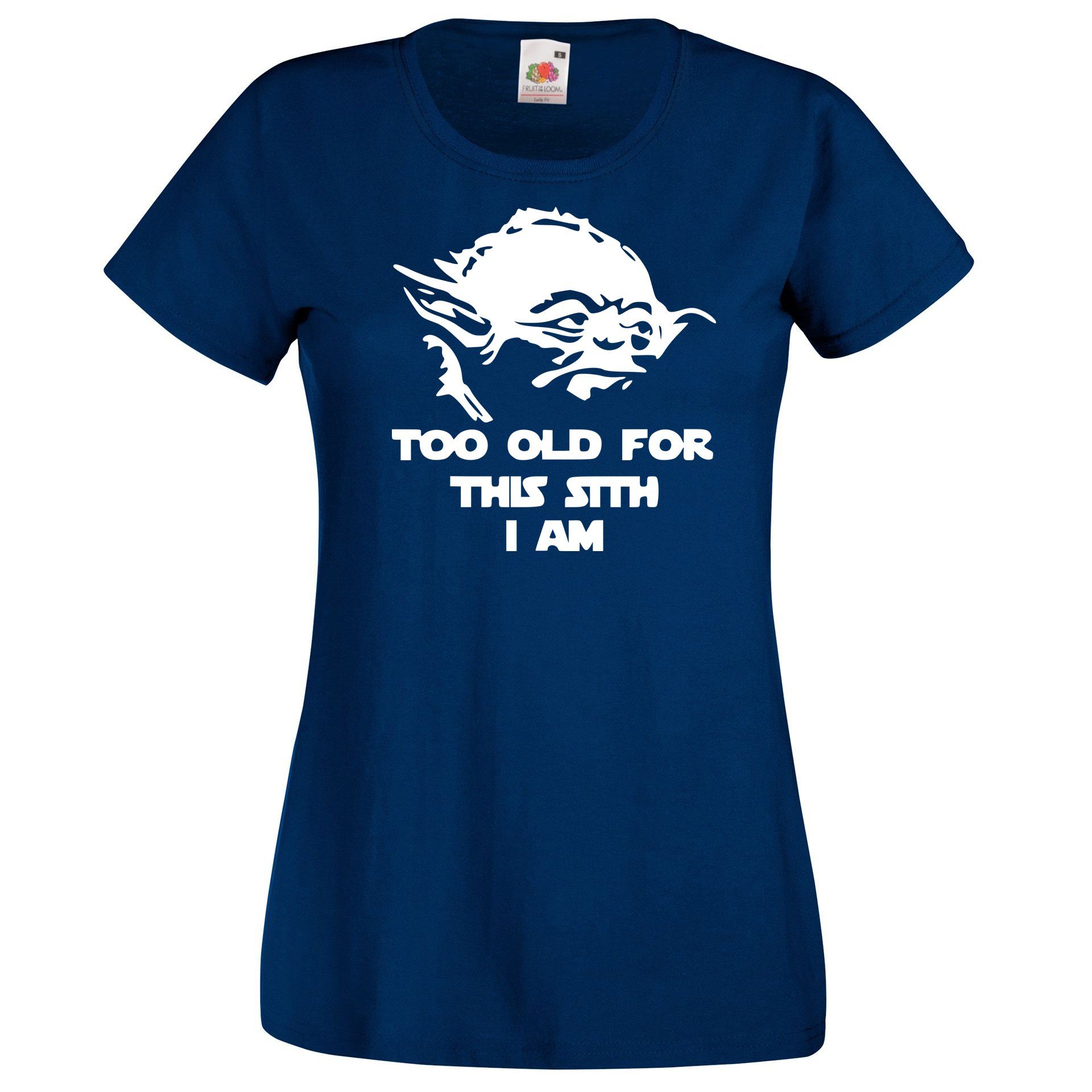 Youth Designz T-Shirt Too Old Sith Damen T-Shirt mit trendigem Spruch Navyblau