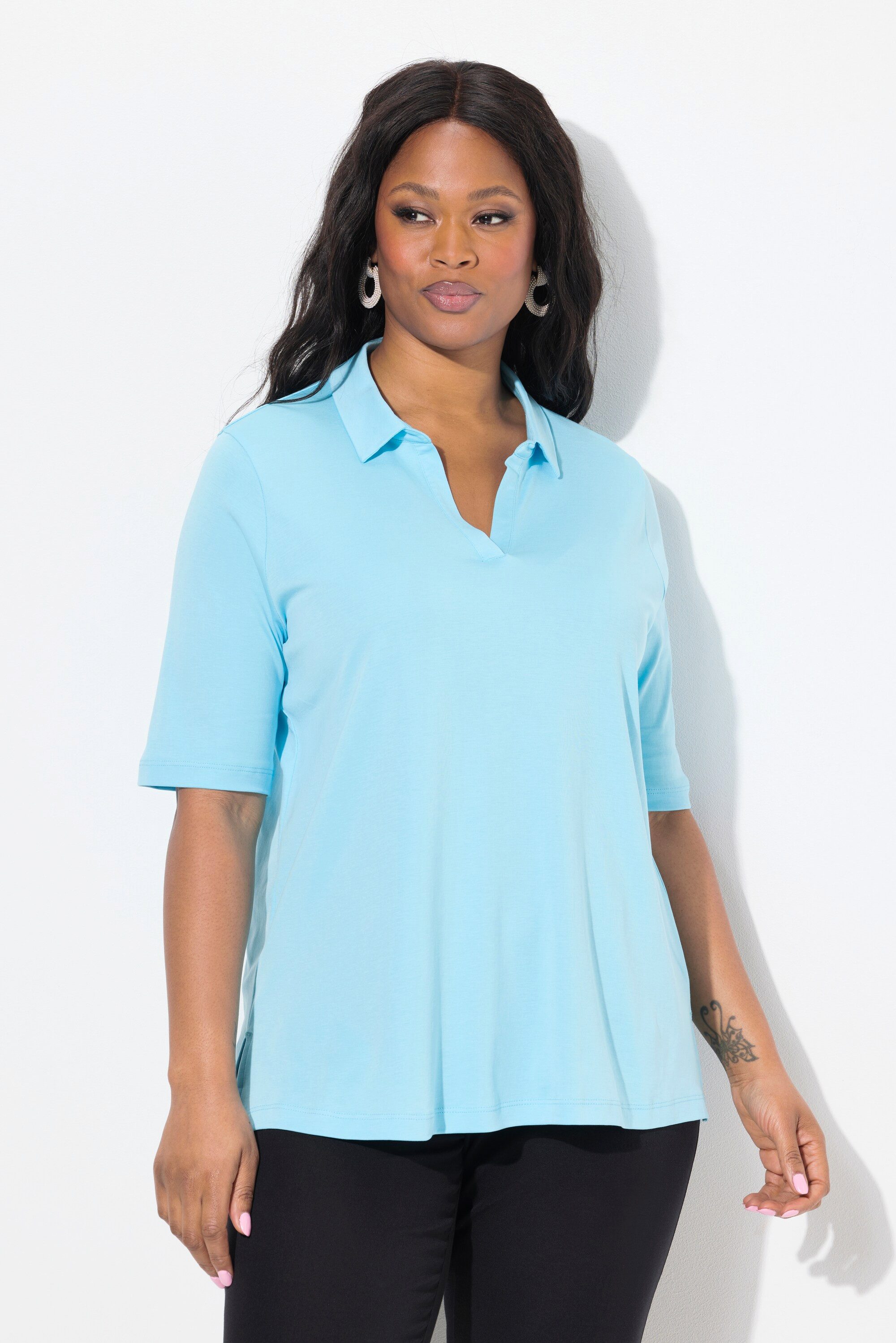 Ulla Popken Poloshirt Poloshirt A-Linie Halbarm günstig online kaufen