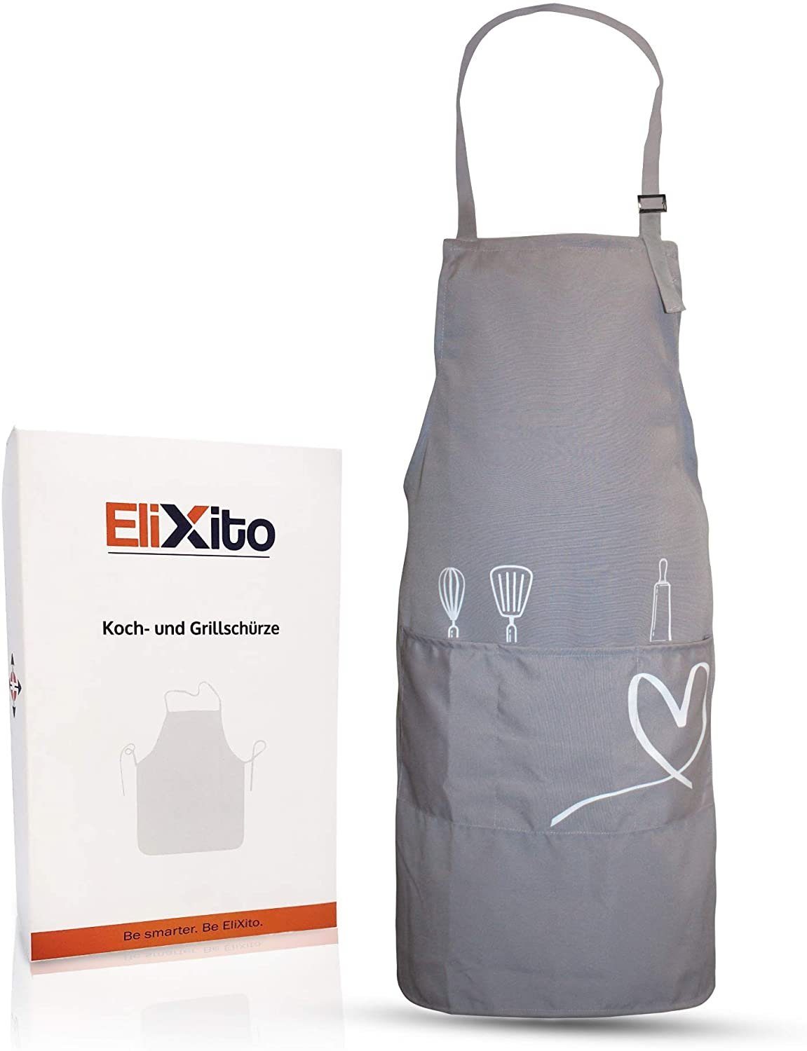 EliXito Kochschürze für Damen & Männer Baumwolle mit Taschen - Schürze, Gri günstig online kaufen