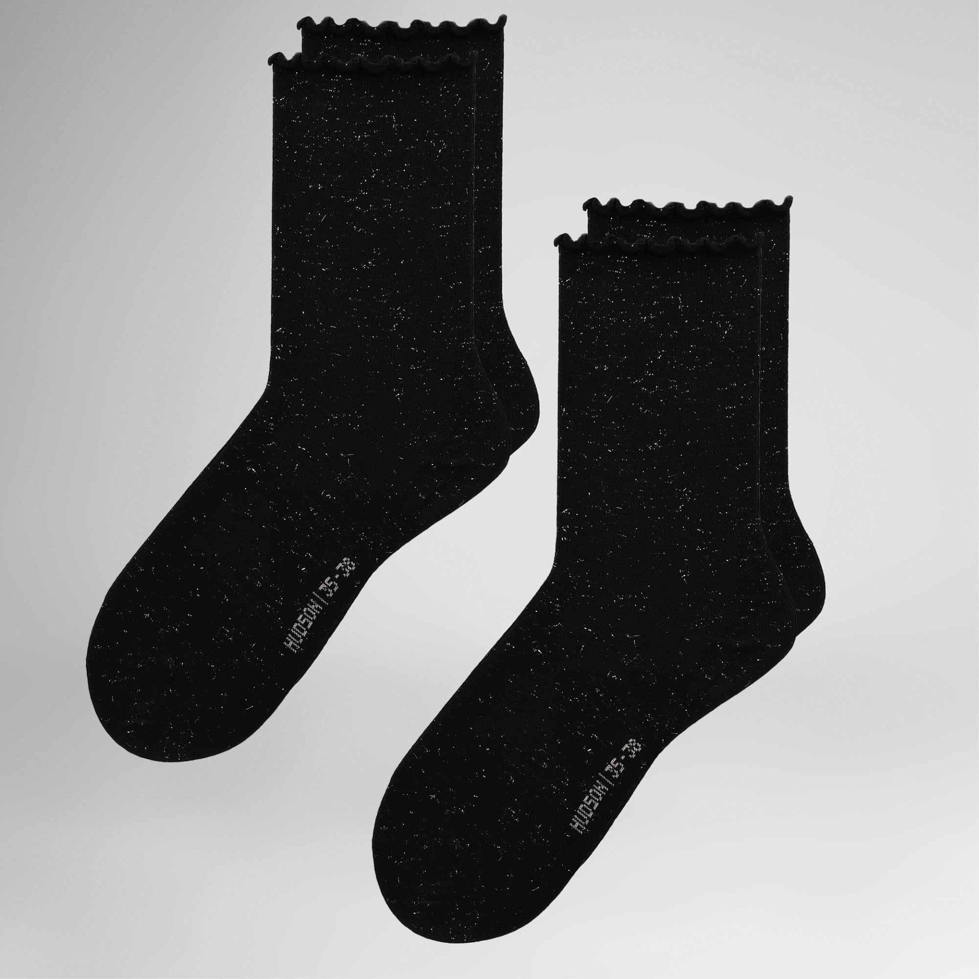 Hudson Basicsocken Playful Glitter 2-Pack (2-Paar) Socken-Doppelpack mit Rüschenbund und Glitzer