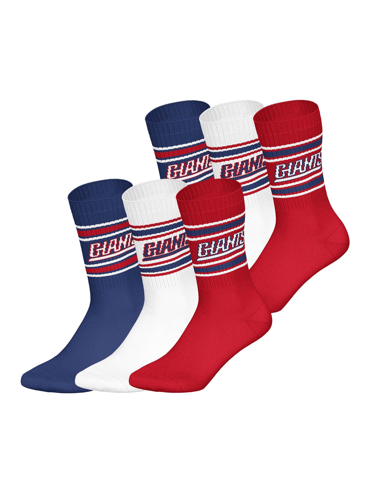 HUDDLE Freizeitsocken NY Giants Crew (6-Paar) Casual Socken, Alltagssocken, Bequeme Socken