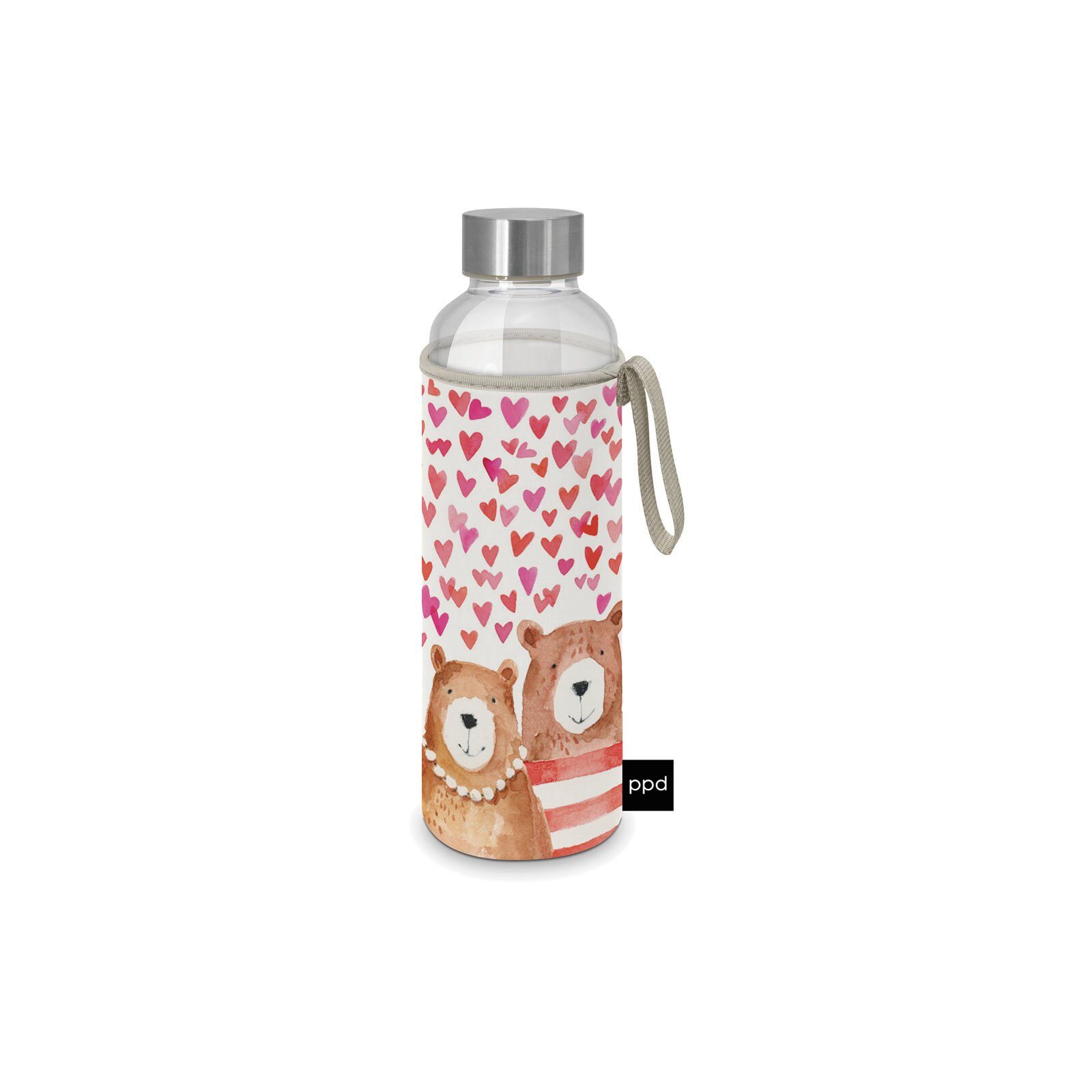 PPD Trinkflasche Glasflasche mit Schutzhülle 500 ml Love Bears