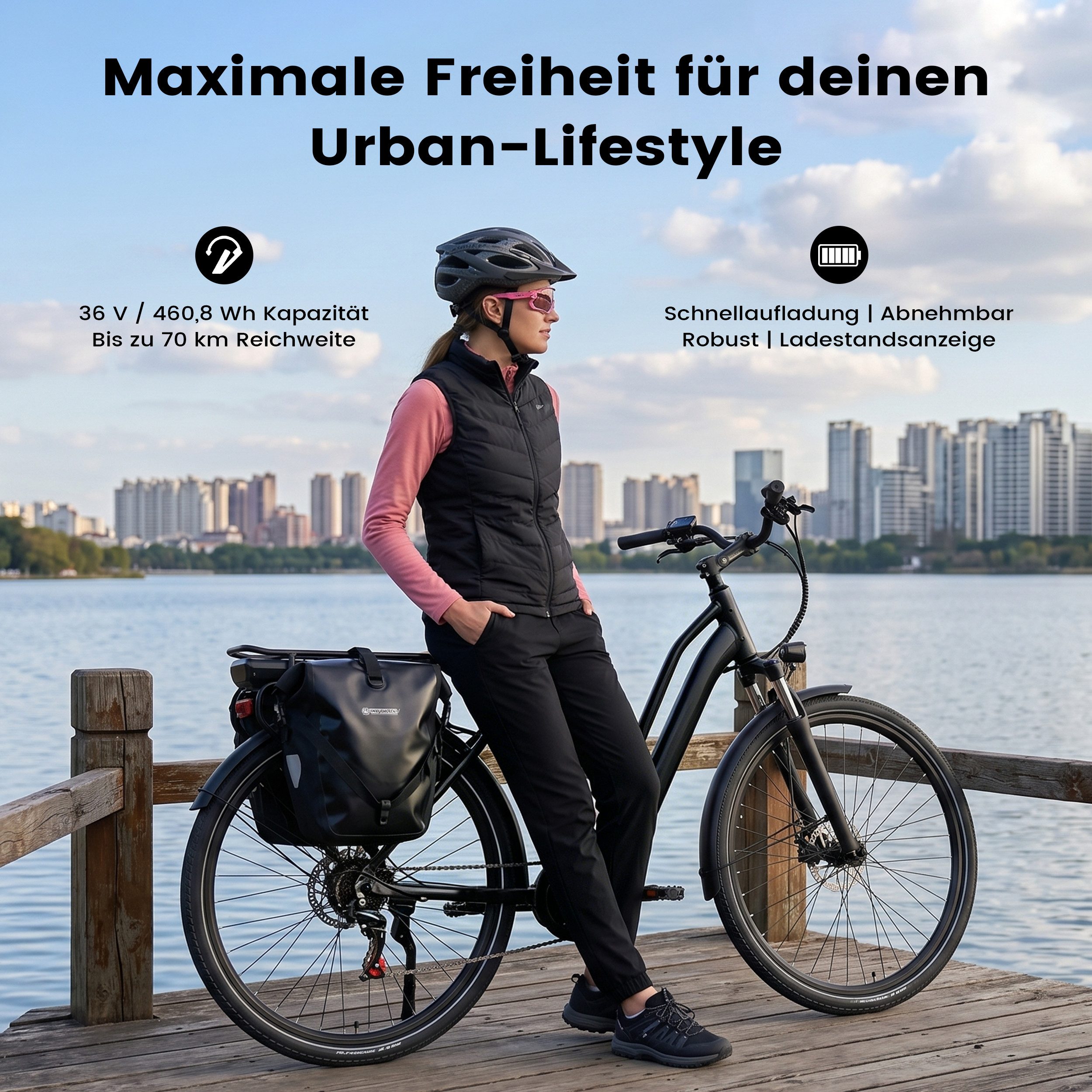 Vankel E-Bike Cityrad Mittelmotor 28 Zoll Cityrad E-Fahrrad Damen u. Herren Pedelec 460Wh, Kettenschaltung, Mittelmotor, 460,8 Wh, (Beleuchtungsset mit Batterieladegerät, Batterieschlüssel, Werkzeug), Pendler mit Drehmomentsensor, Shimano 7-Gang & Lockout-Federgabel