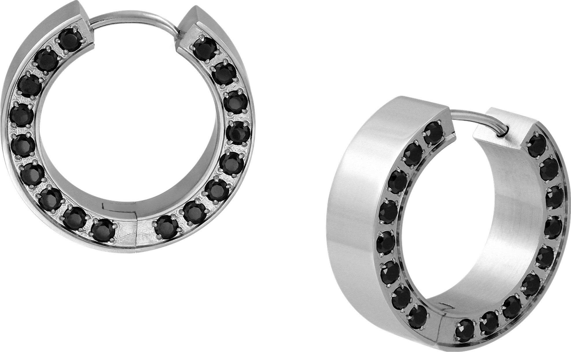 Paar Creolen Amello Ohrringe Edelstahl Creolen schwarz