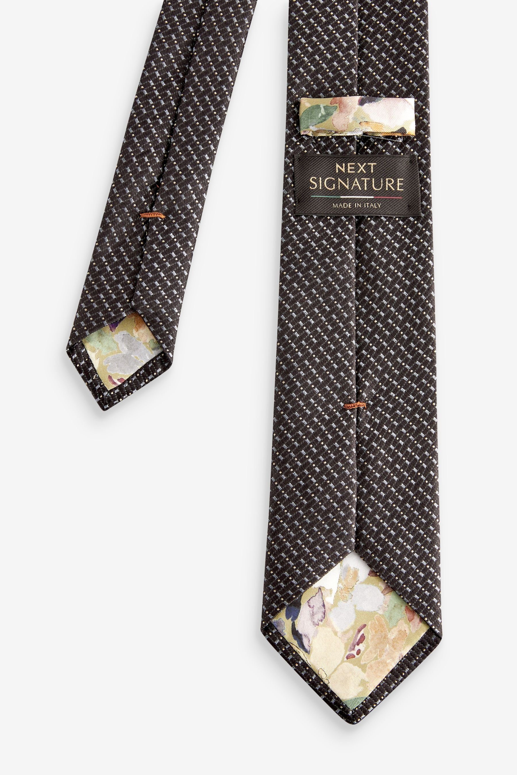 Krawatte Italien (1-St) Black/Silver Signature-Krawatte, in Next hergestellt