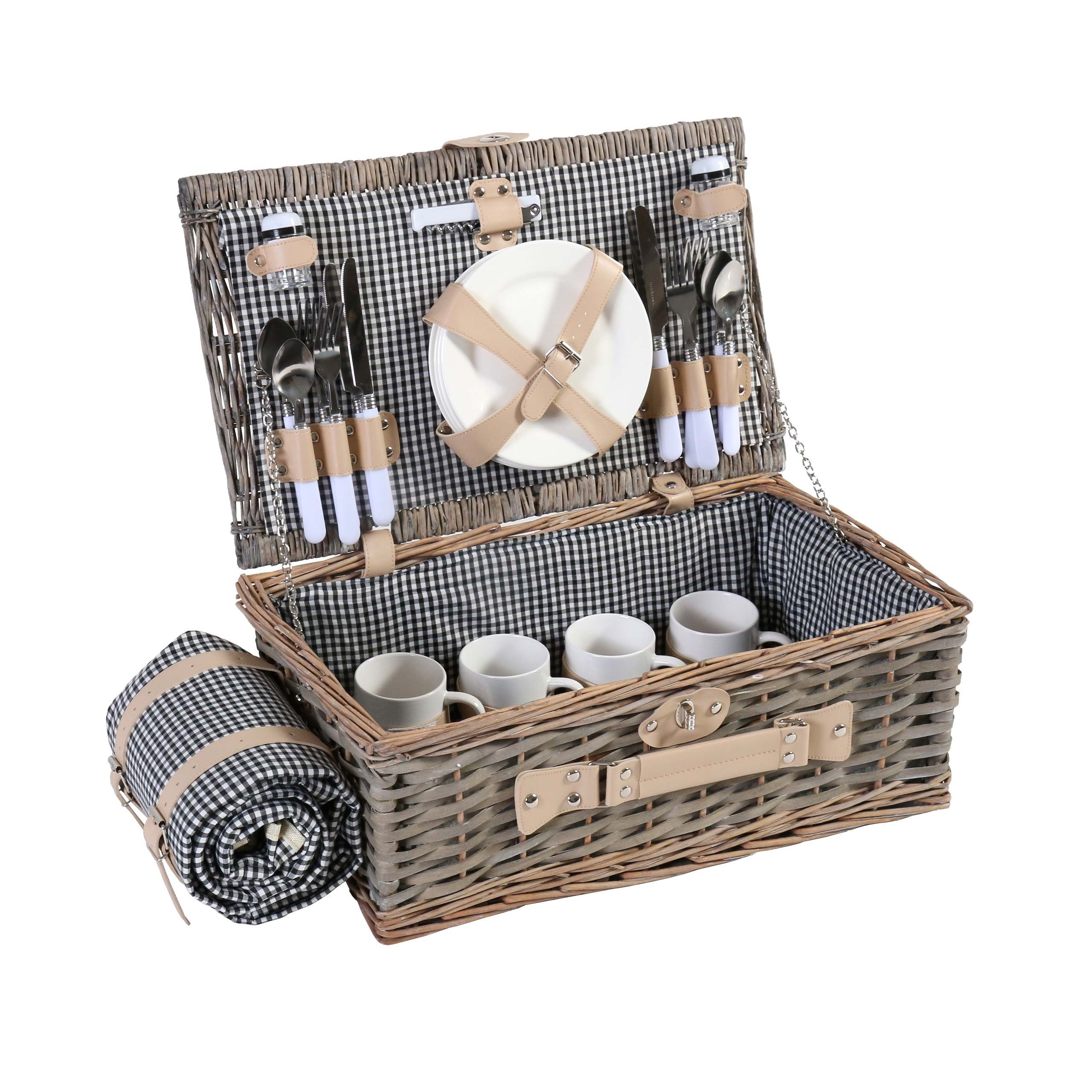 MCW Picknickkorb MCW-B24, Mit Picknickdecke, Drehverschluss, Tragegriff