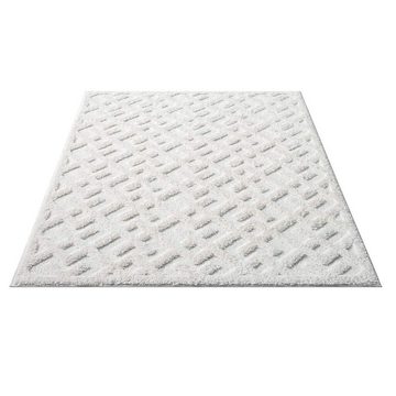Hochflor-Teppich FOCUS737, Carpet City, rechteckig, Höhe: 20 mm, Boho-Teppich, Hochtief-Muster/ 3D-Effekt, für Wohnzimmer, Schlafzimmer