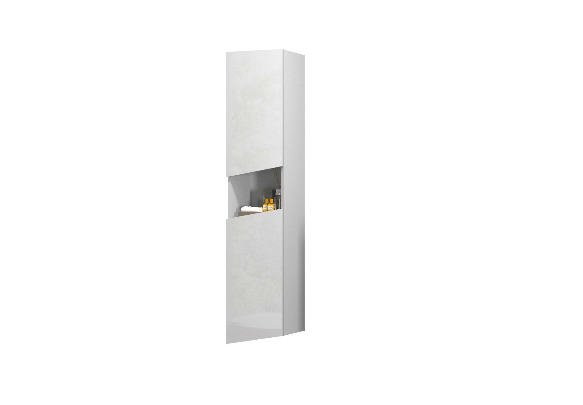 welltime Hochschrank Vela, Hochschrank, Badschrank schmal, Badezimmerschrank, hängend (1-St) Breite 30 cm, 2 hochglanzlackierte Türen, 5 verstellbare Fächer