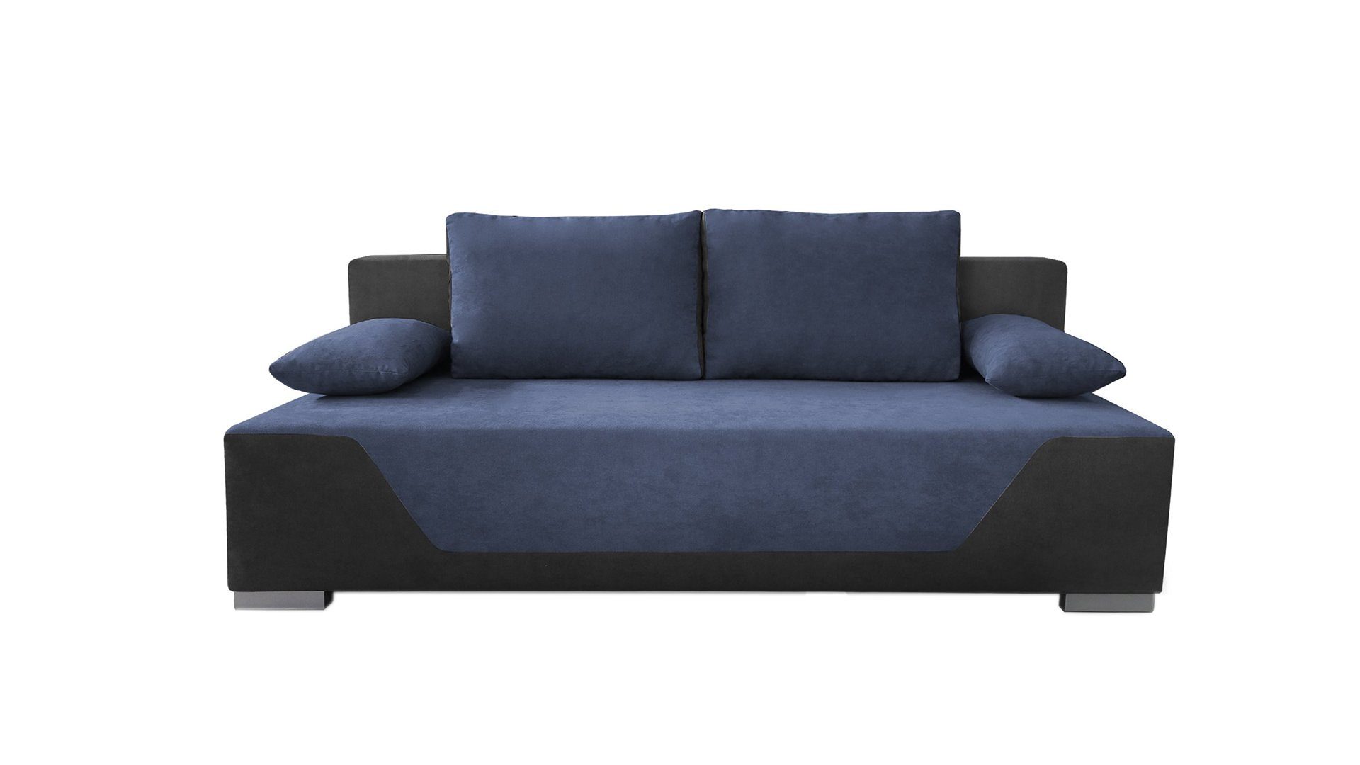 Siblo 2-Sitzer Zweisitziges Sofa Noa mit Schlaffunktion - Bettzeugbehälter - Zweisitzer-Sofa Marineblau