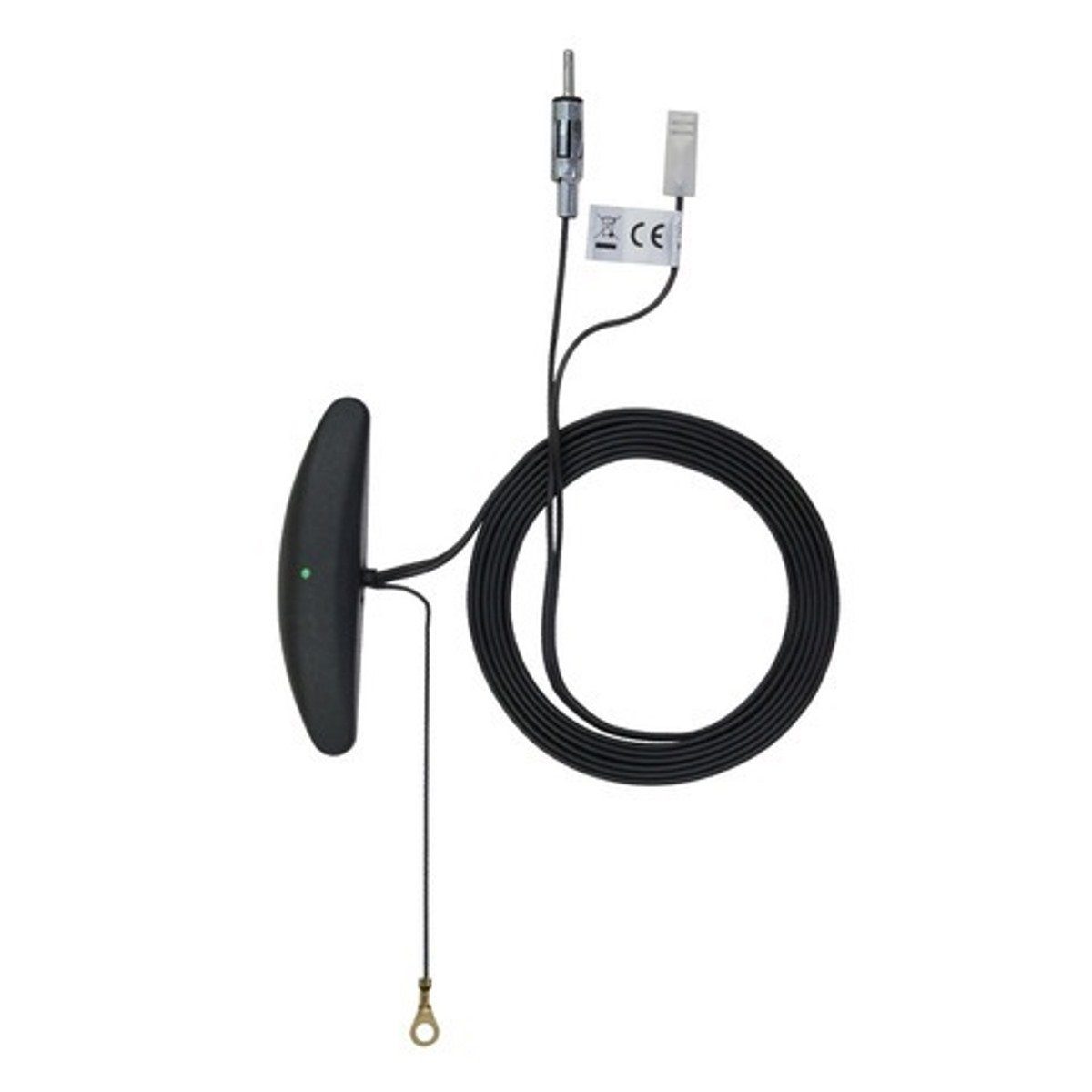 AIV Scheiben-Antenne Aktiv Universal Auto Autoradio-Ersatzantennenstab (AM,FM,UKW,Radio), Aktive Auto-Antenne DIN-Stecker 150 Ohm Auto-Radio Glasklebe-Antenne