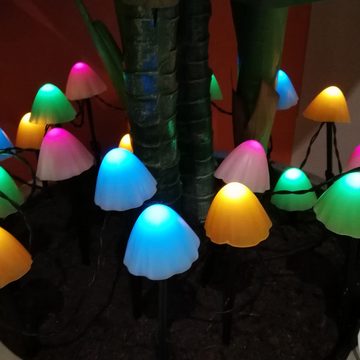 MARELIDA LED-Lichterkette Mini Pilze 20 Gartenstecker Gartendeko 8 Funkt. Timer bunt L: 3,8m, 20-flammig