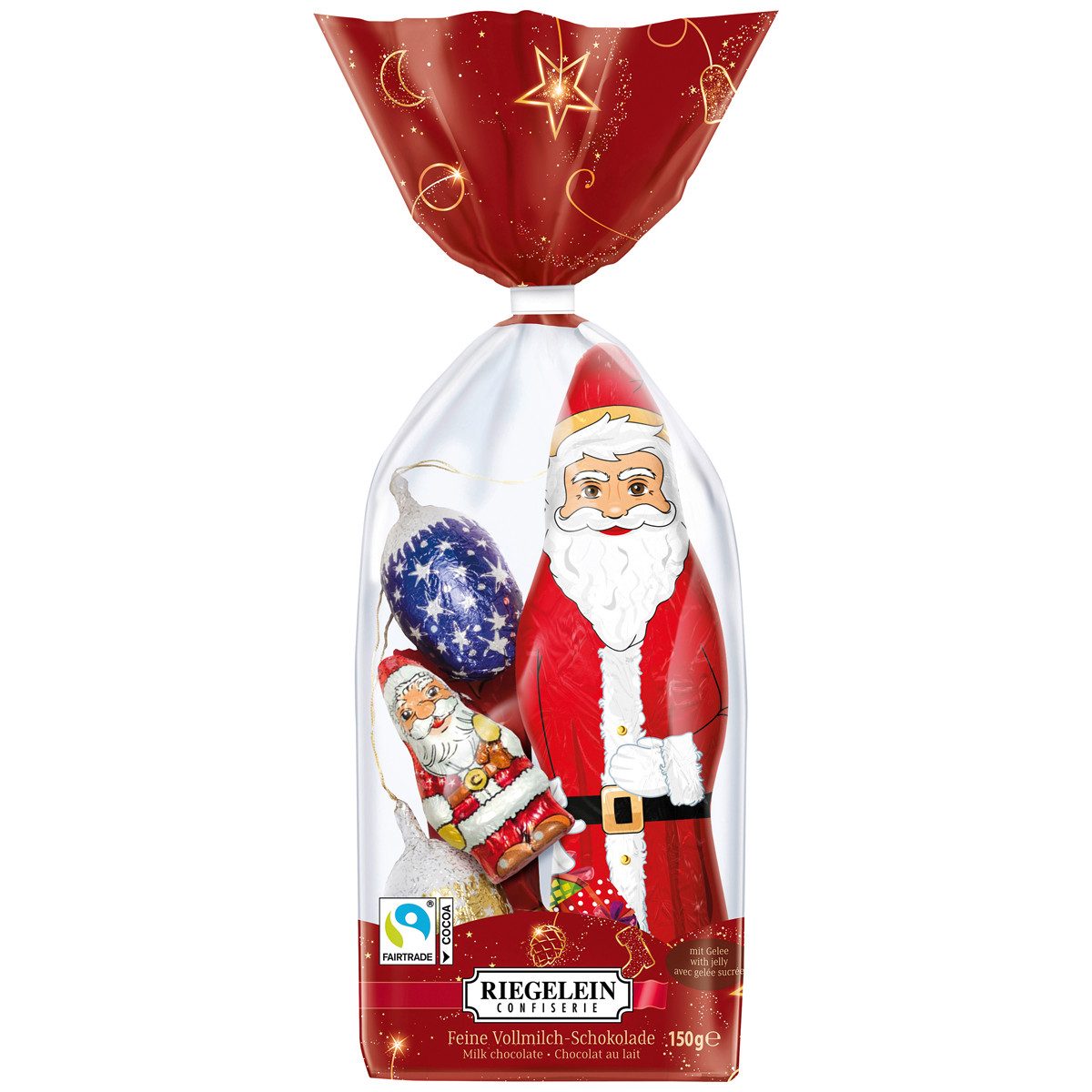 Riegelein Confiserie Schokolade, Riegelein Weihnachts Mischbeutel aus Vollmilchschokolade 150g