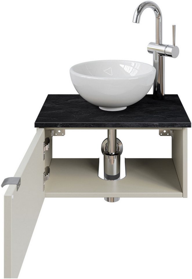 Thumbnail - Saphir Waschtisch Serie 6915 Waschschale mit Unterschrank für Gästebad, Gäste WC (3-St., Keramik-Aufsatzbecken, Waschtis...