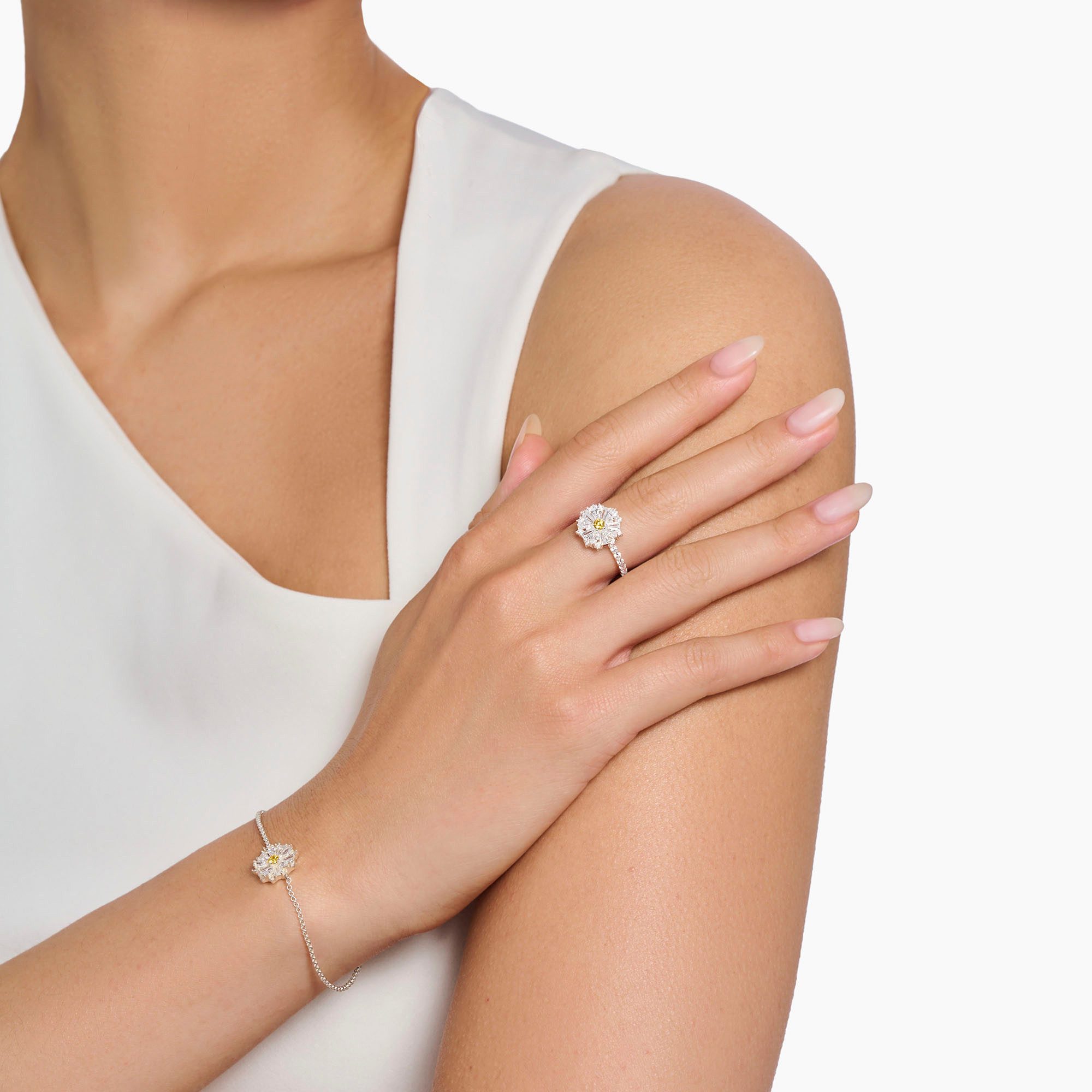 THOMAS SABO Fingerring Lovely Daisy Cocktail-Ring, mit Zirkonia (synth)