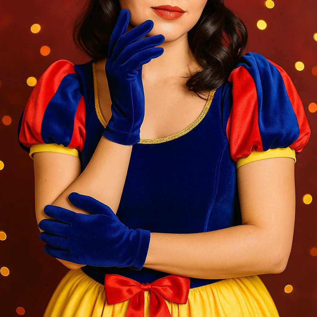 Fries Abendhandschuhe Kurze Satin Handschuhe blau-Elegante Kostümhandschuhe für Damen Glanzvoller Auftritt mit edlem Blau