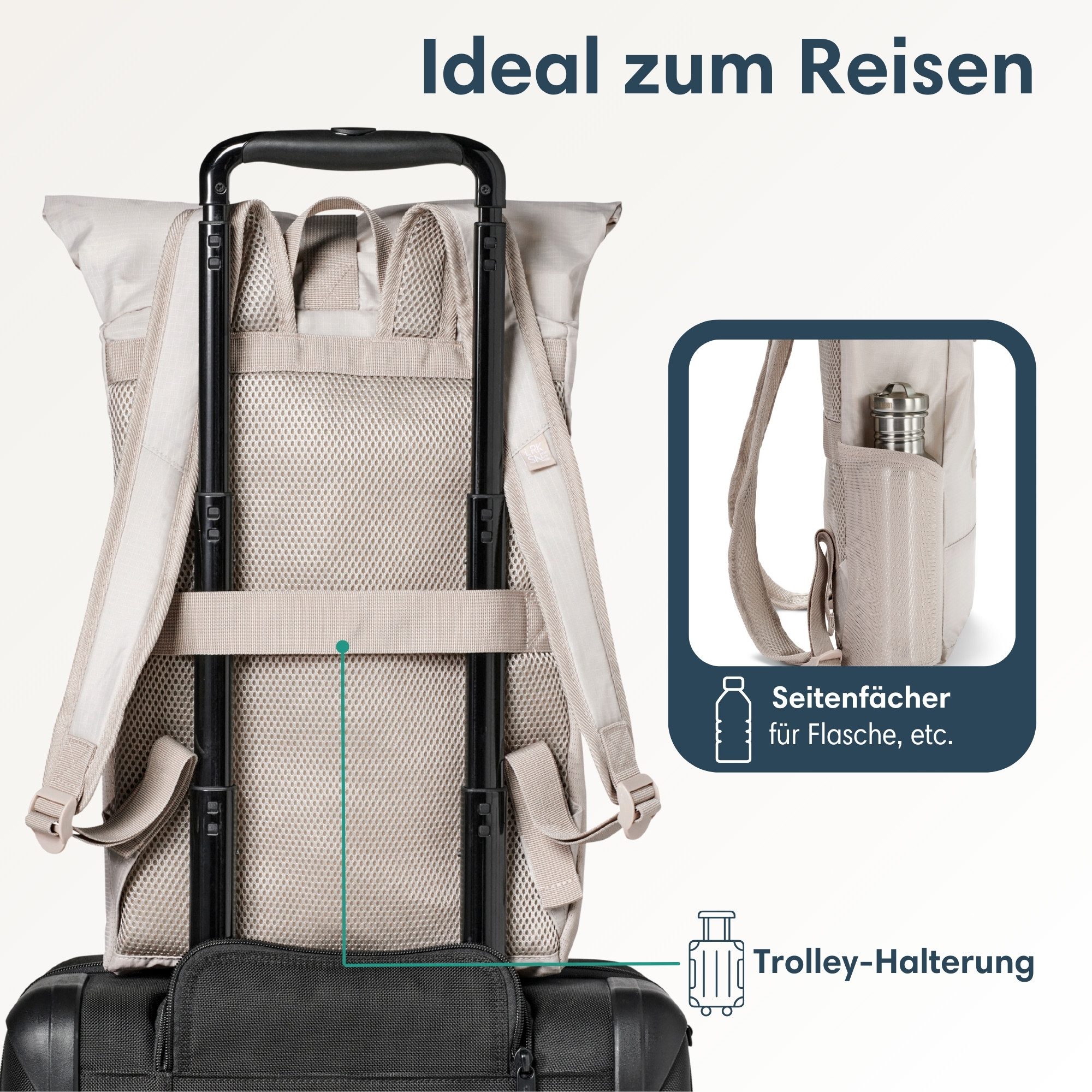 LARKSON Cityrucksack Arne Packable Rucksack (1-tlg), 2in1 Crossbody Bag & Rucksack, faltbar