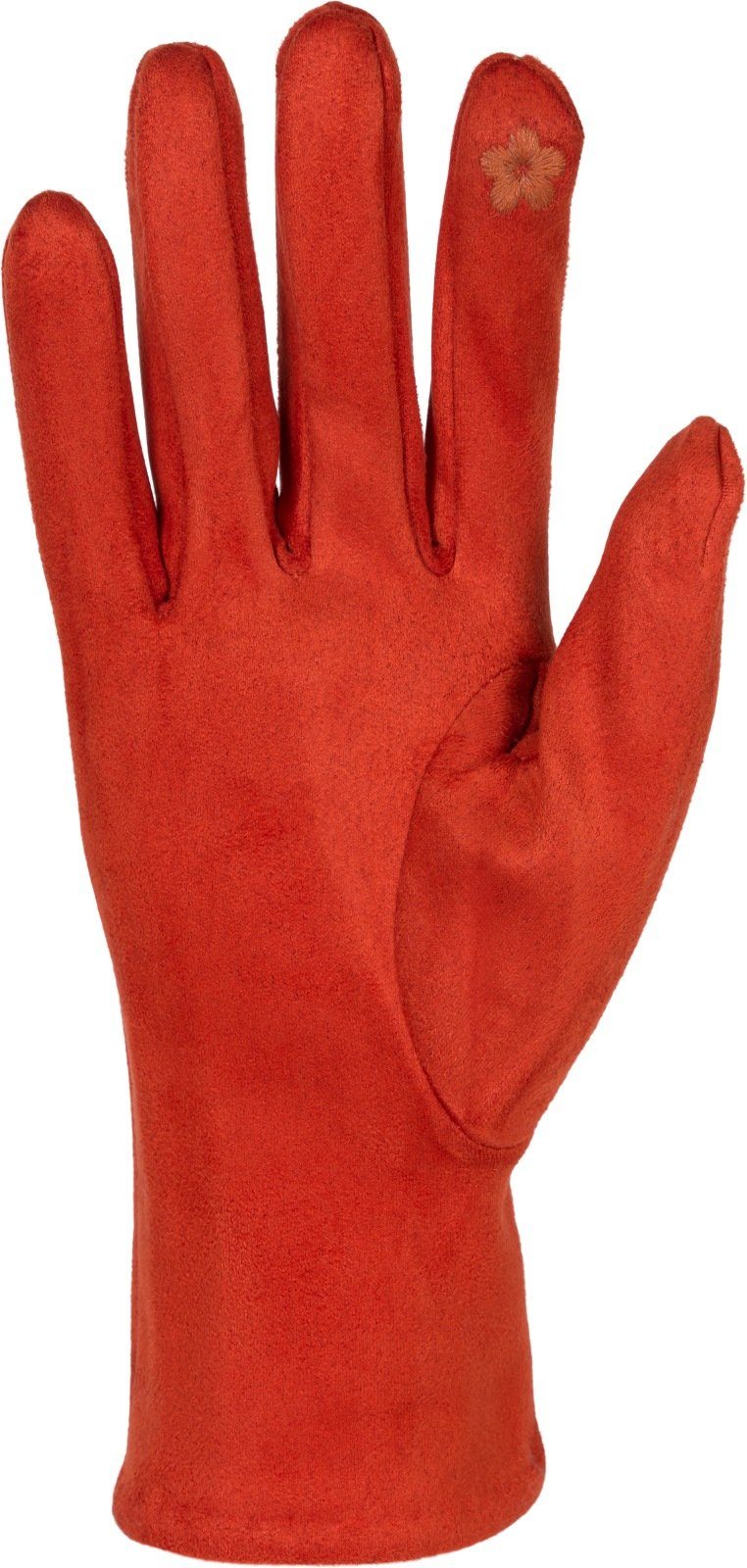 Touchscreen Einfarbige Handschuhe Orange styleBREAKER Ziernähte Fleecehandschuhe