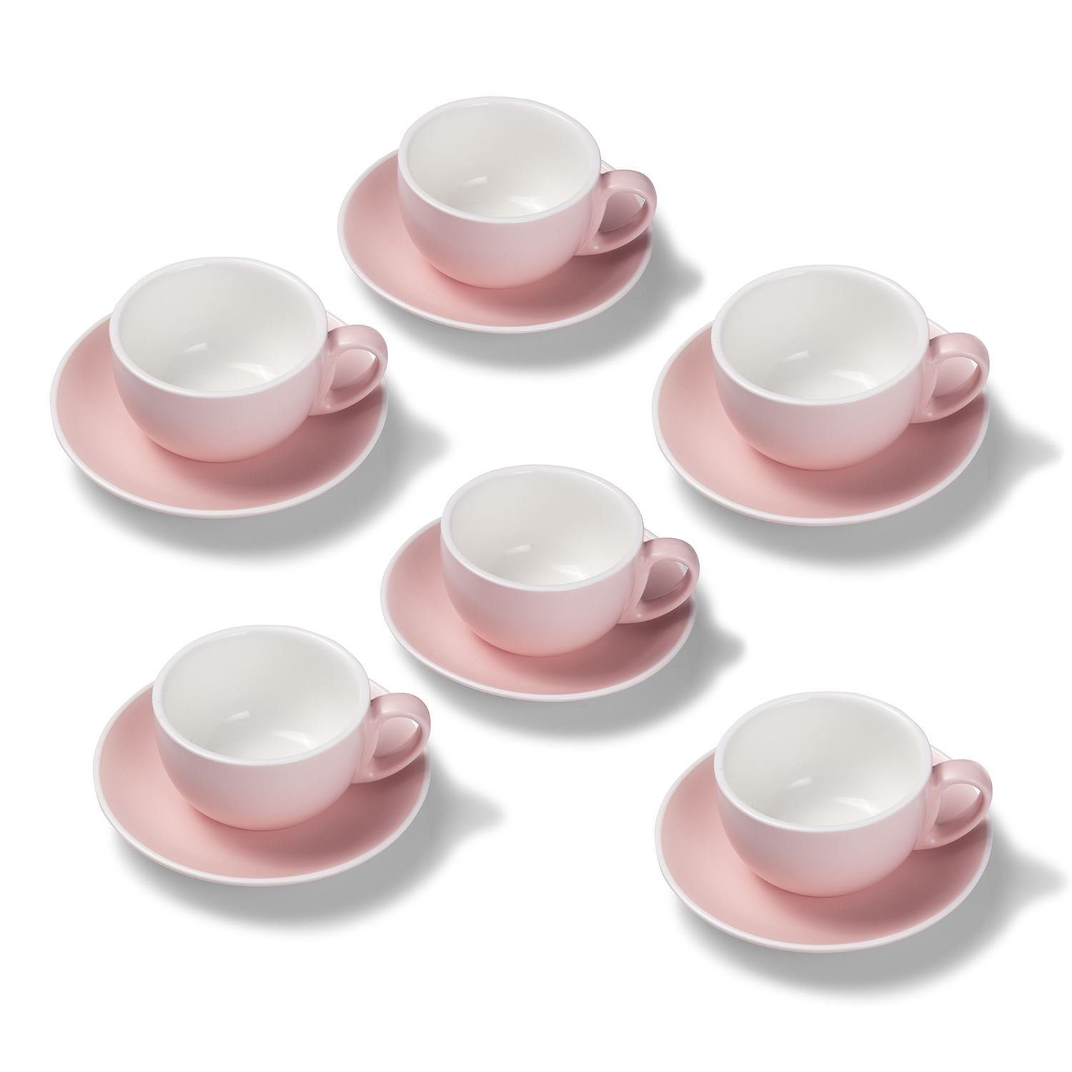 Terra Home Tasse Terra Home 6er Milchkaffeetassen-Set, Rosa matt, Porzellan