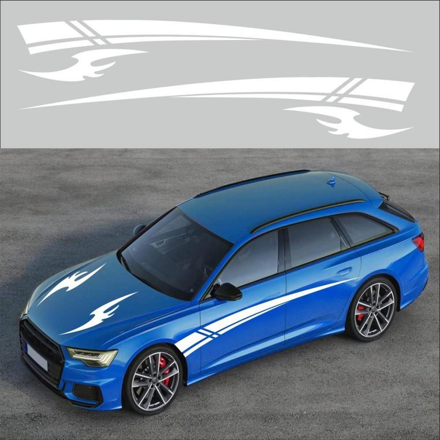 LuxusKollektion Zierleisten-Aufkleber Autoaufkleber Racing Stripes Vinyl Tür Motorhaube 4PCS White