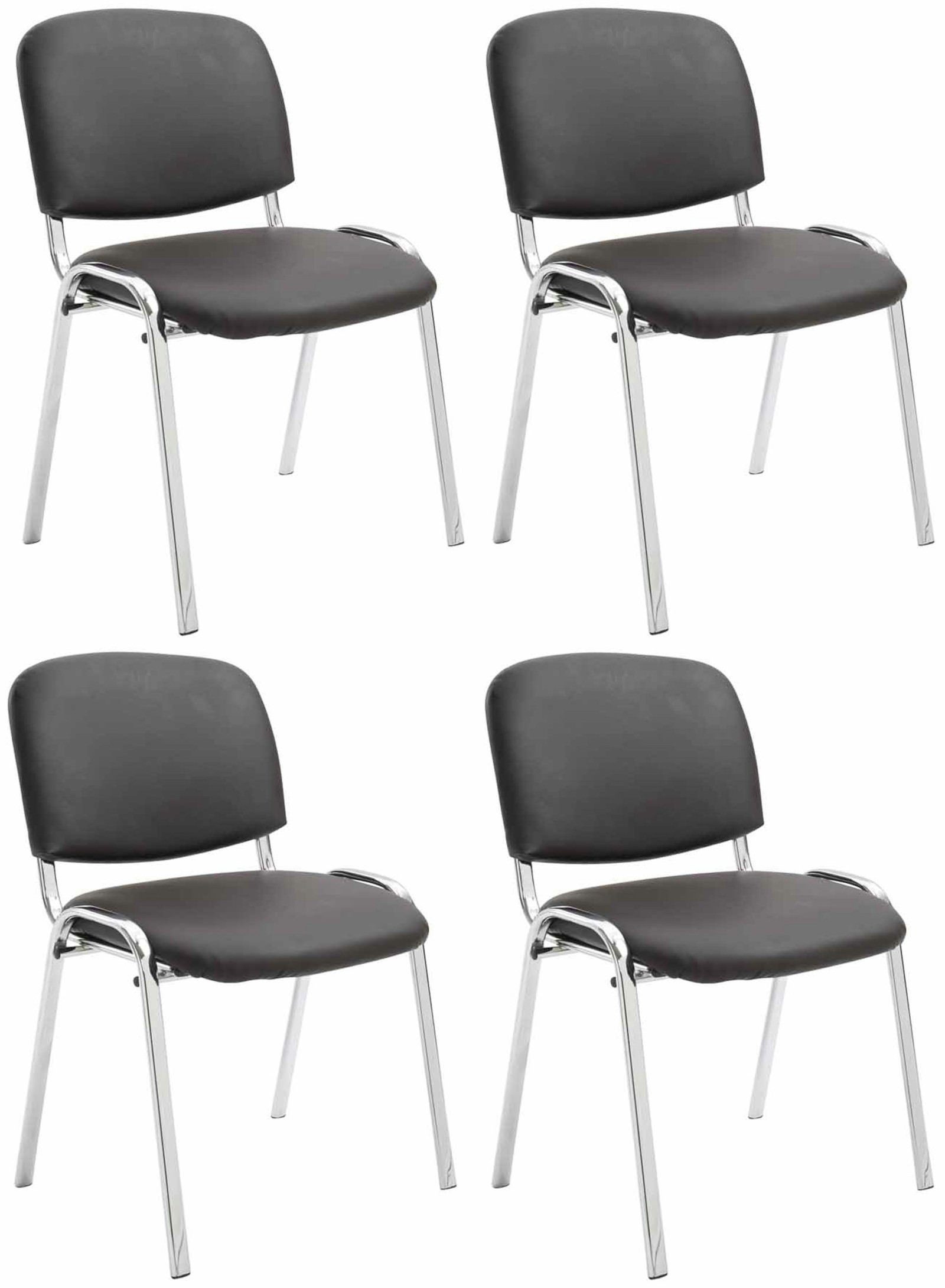 CLP Besucherstuhl Ken Chrom Kunstleder Set), braun Gepolsterter (4er Sitz