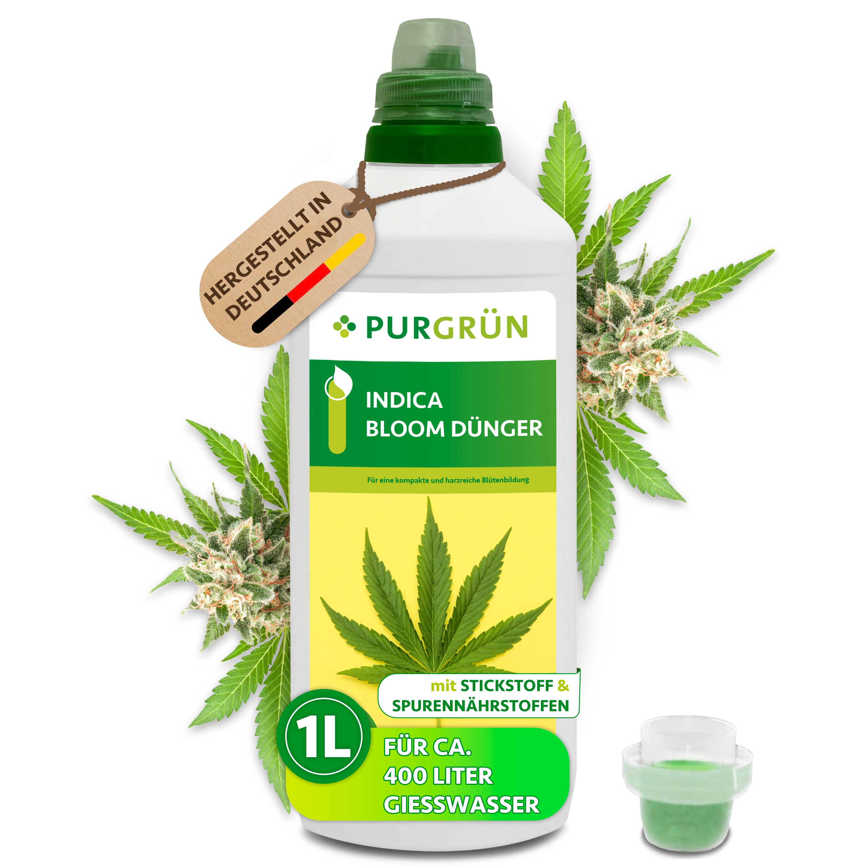Purgrün Pflanzendünger Indica Bloom Dünger, NPK 6+6+8, Indoor & Outdoor, 1 Liter, Flüssigdünger, 1-St., 1 Liter