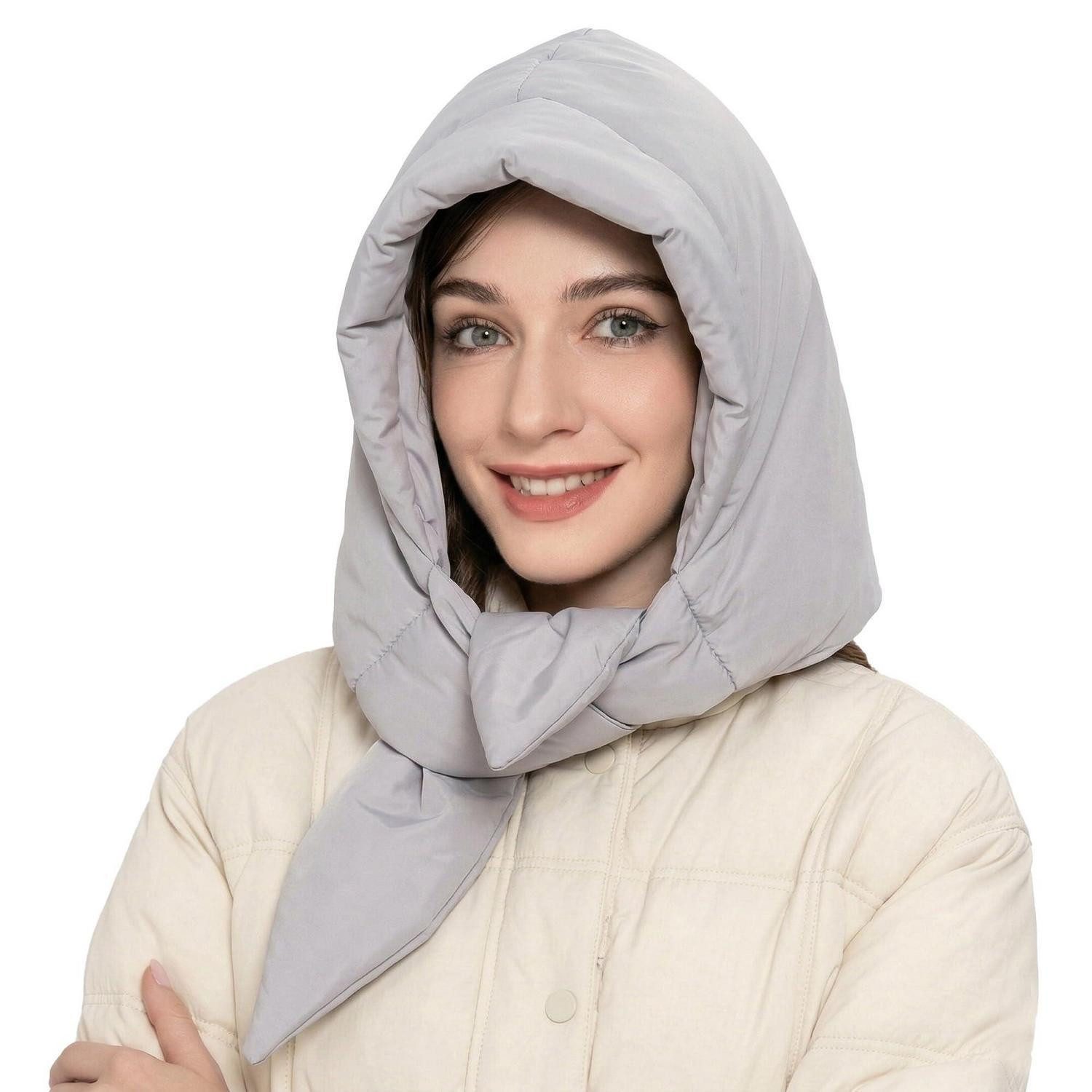 LuxusKollektion Sturmhaube Damen Winter Daunen Beanie grau (1-St)