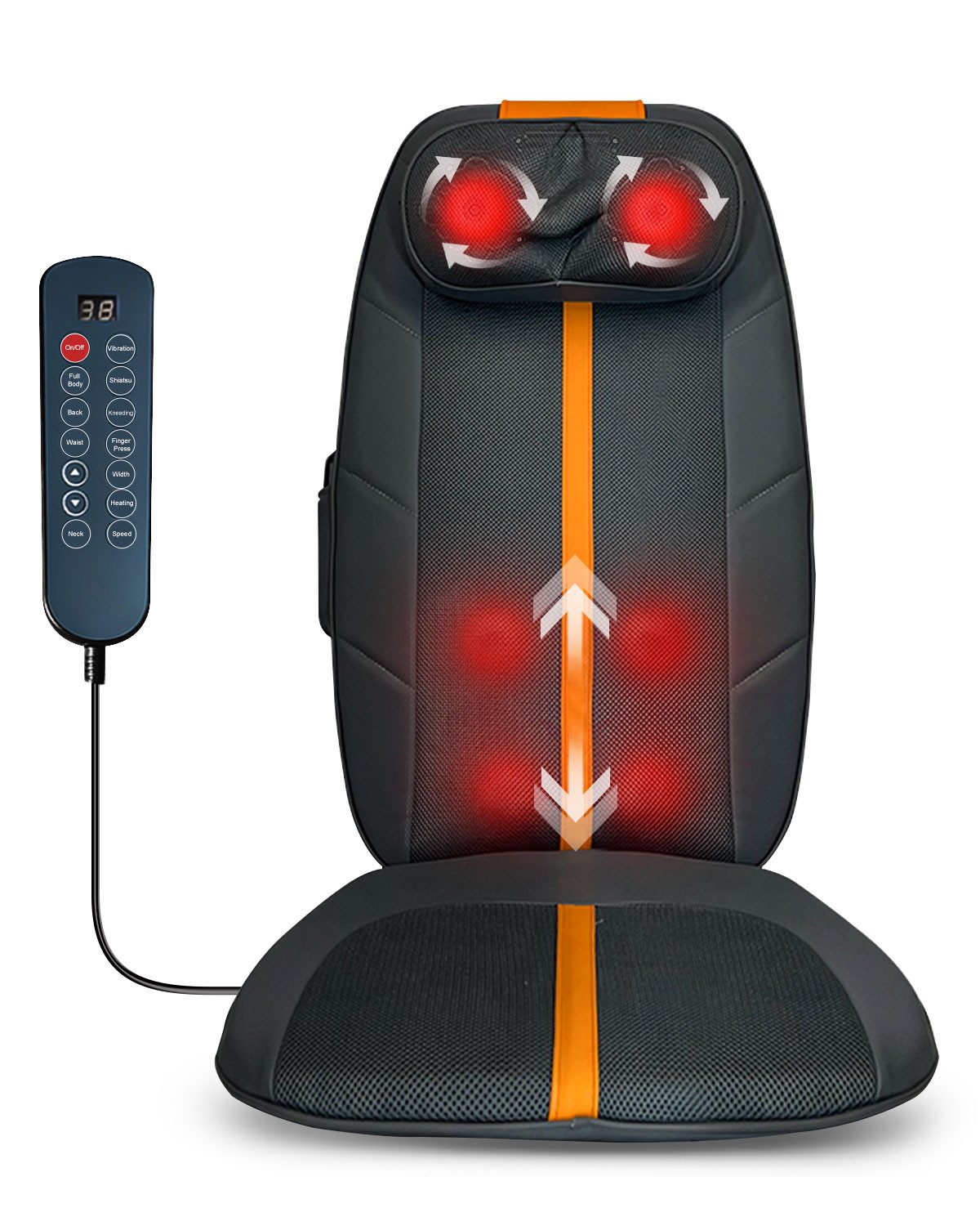 KNKA Massagesitzauflage Rückenmassagegerät, Ganzkörper Massagesitzauflage mit Wärmefunktion und Vibration, Massagematte für Rücken und Nacken, 4 Intensitäten 3 Modell Ideal für zu Hause & das Büro & Geschenke