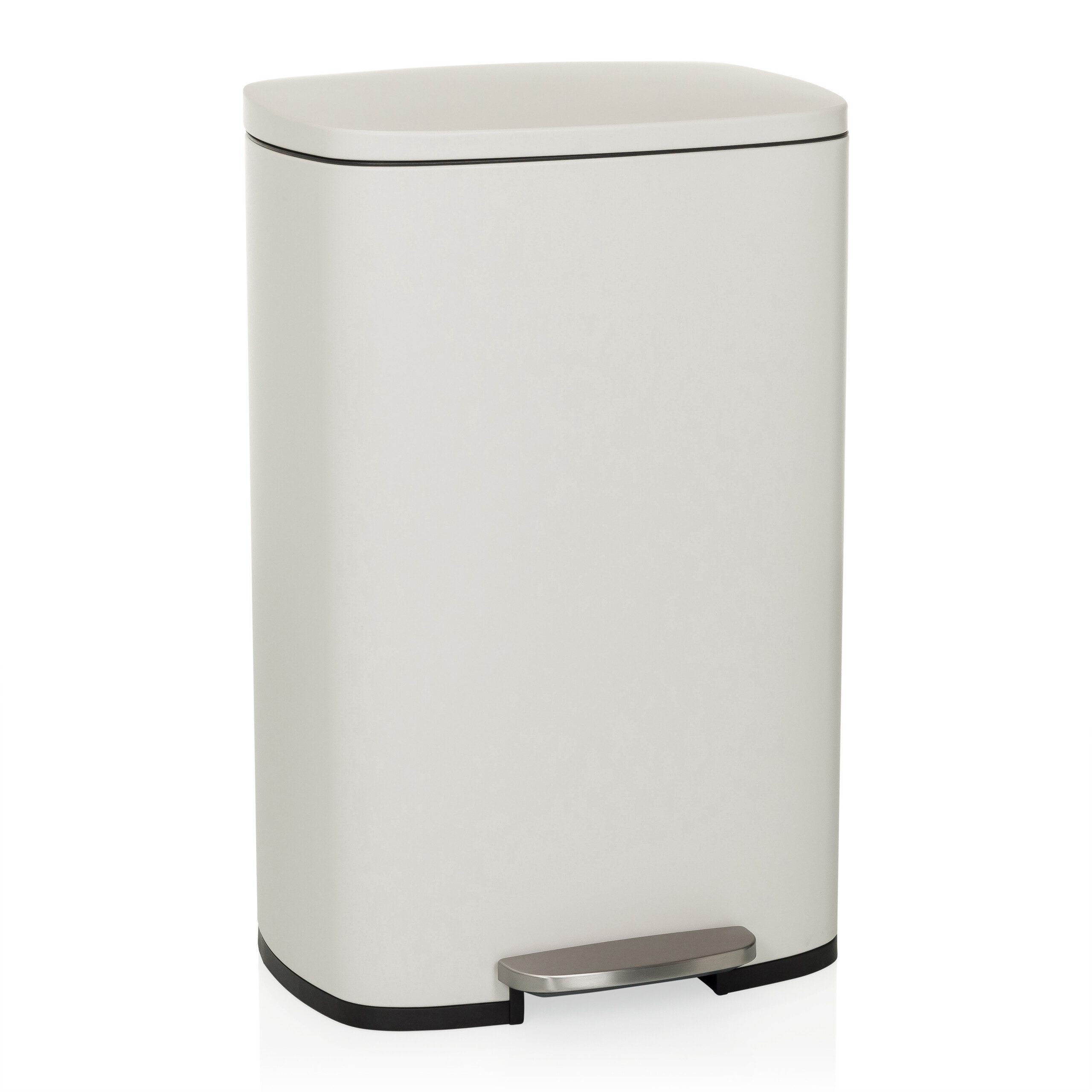 hjh OFFICE Mülleimer Mülleimer CLEAN XV Stahl, 50 Liter, Treteimer mit Softclose, Abfalleimer mit Fußpedal