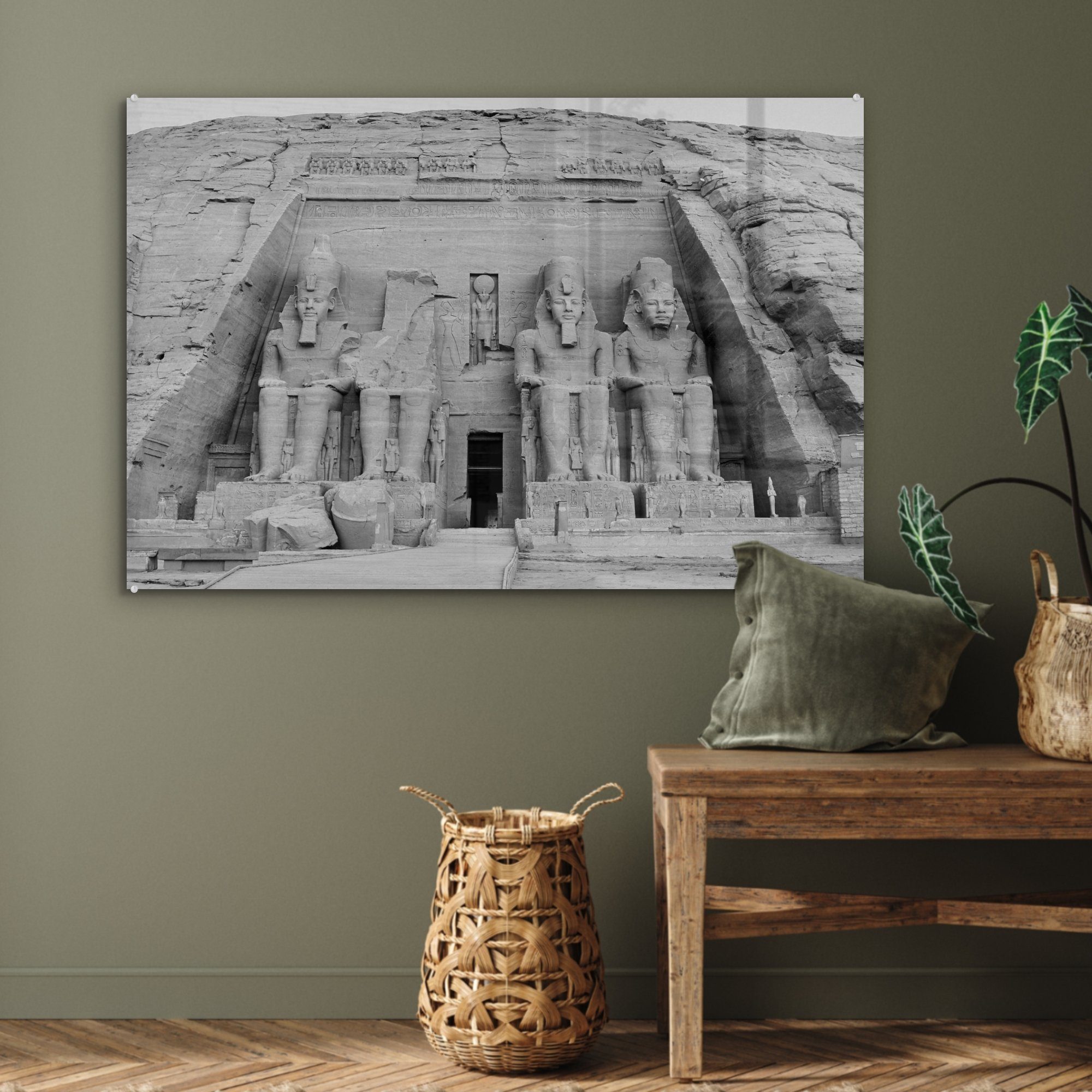 schwarz Schlafzimmer Tempel Acrylglasbild Wohnzimmer & in weiß, (1 und von MuchoWow Ägypten St), Simbel Assuan in Acrylglasbilder Nubien Abu