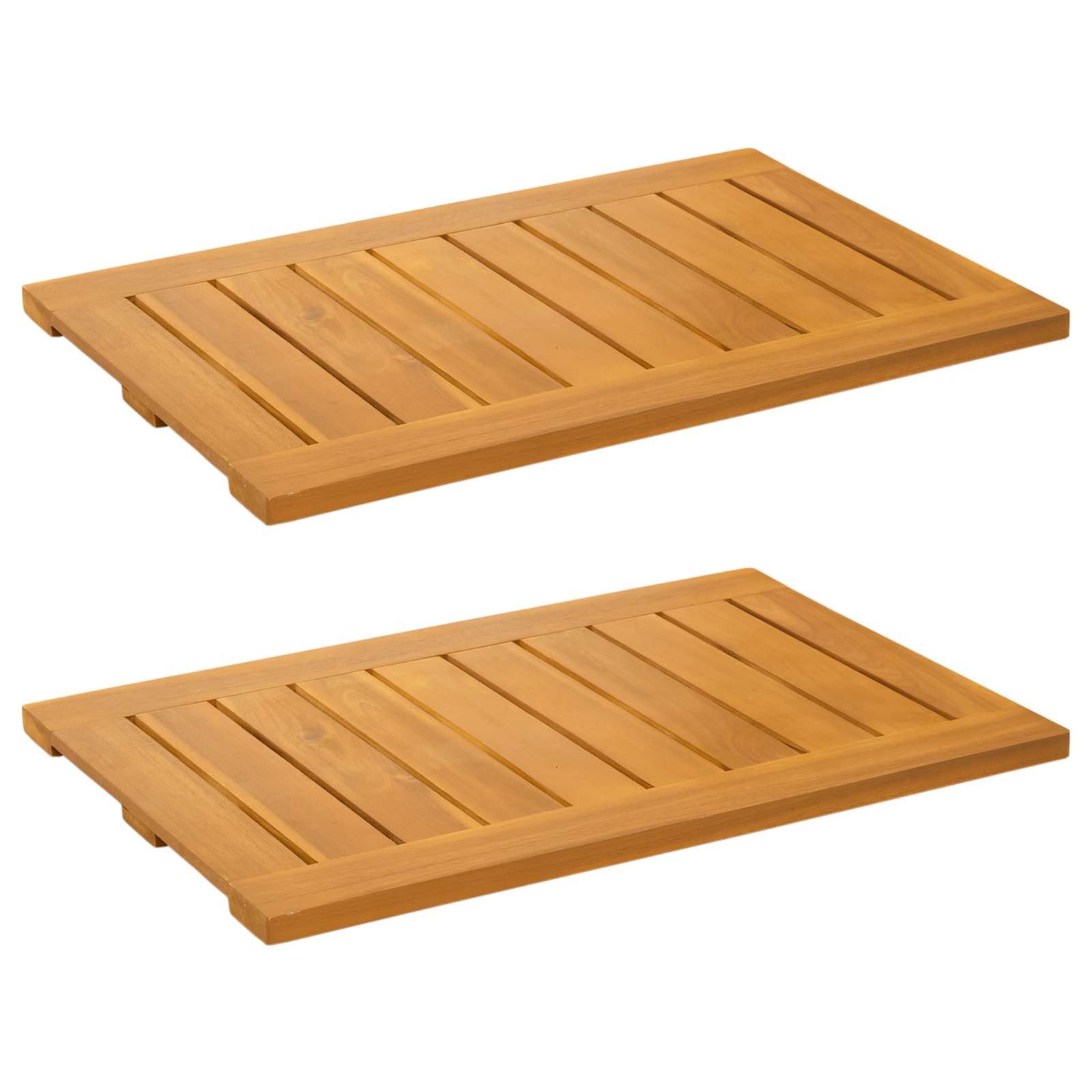 vidaXL Badematte Badematte 2 stk. Natur 60 x 40 cm Massivholz, Massivholz Akazie