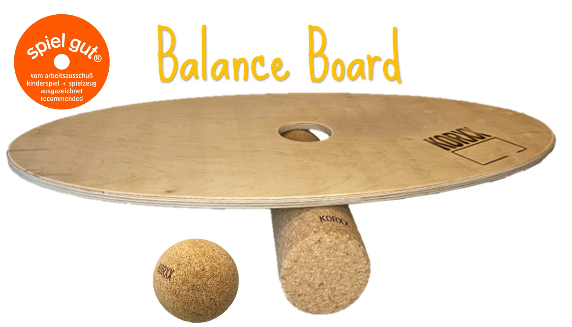 KORXX Balanceboard Galaxy Surf mit Korkrolle oder Korkkugel, Gleichgewicht, Koordination, Bewegung, Muskeltraining, Stabilisation