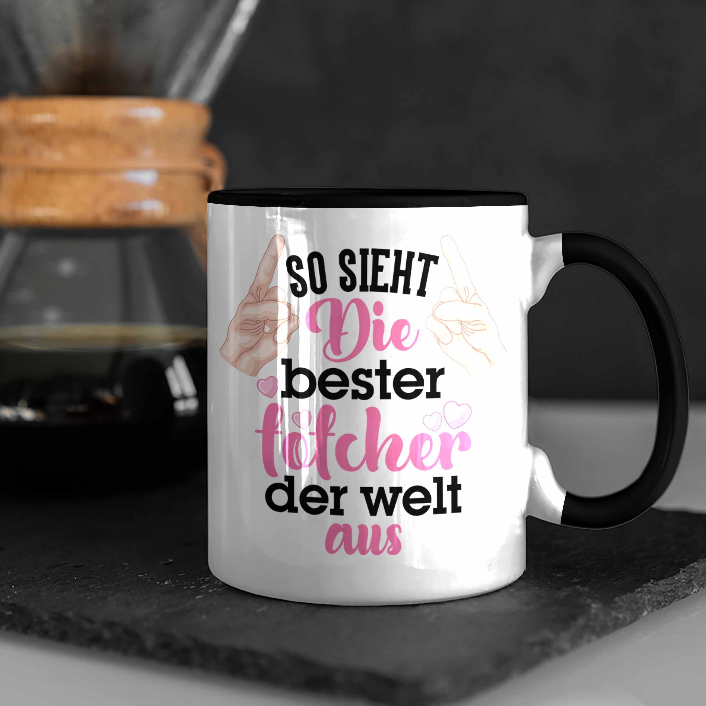Tochter Geschenk Tasse für Töchter Schwarz Mama Geschenk Kaffeetasse - Spruch Trendation Beste Tasse Tochter Vater Pink Trendation