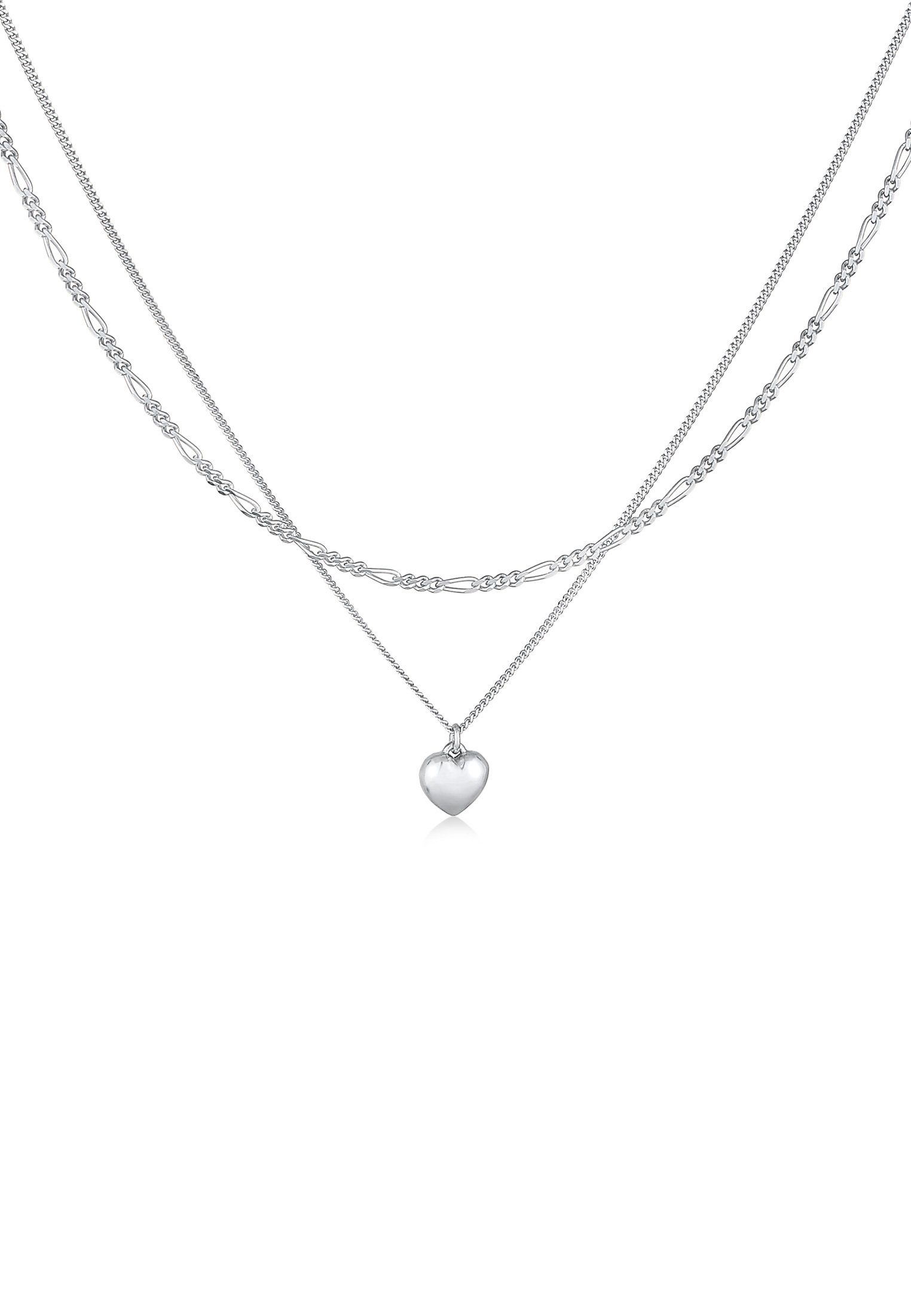 Elli Ketten-Set Layer Herz Figaro 2-lagig 925 Silber, Herz günstig online kaufen