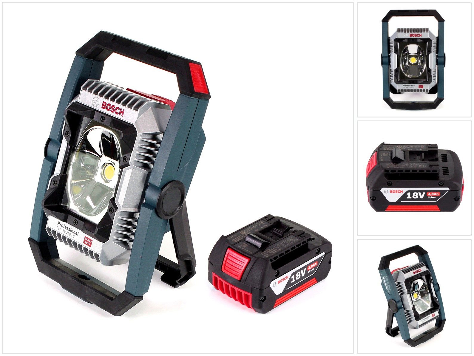 Bosch Professional Baustrahler GLI 18V-2200 C Akku Lampe 18V 2200lm Bluetooth (0601446501) + 1x 4